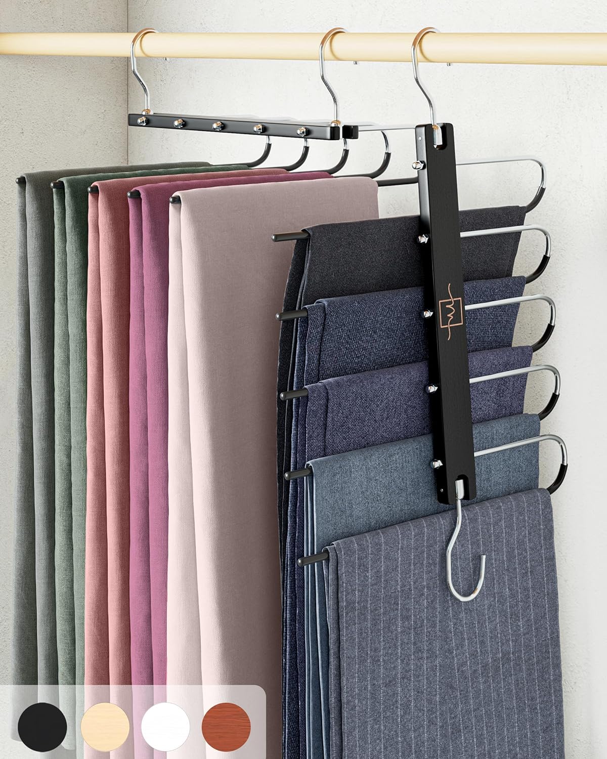 MORALVE Pants Hangers Space Saving - Premium Beechwood Rack
