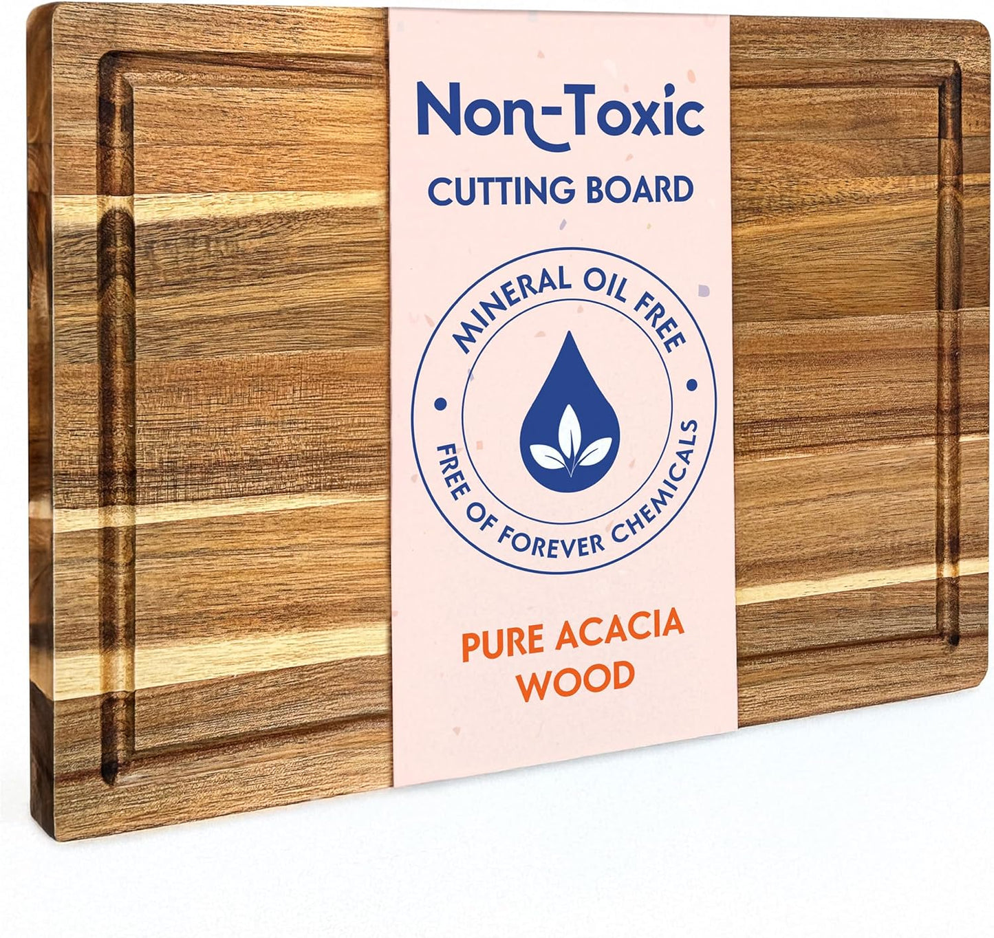 Non Toxic Wood Cutting Board - Premium Acacia 16 x 11 in