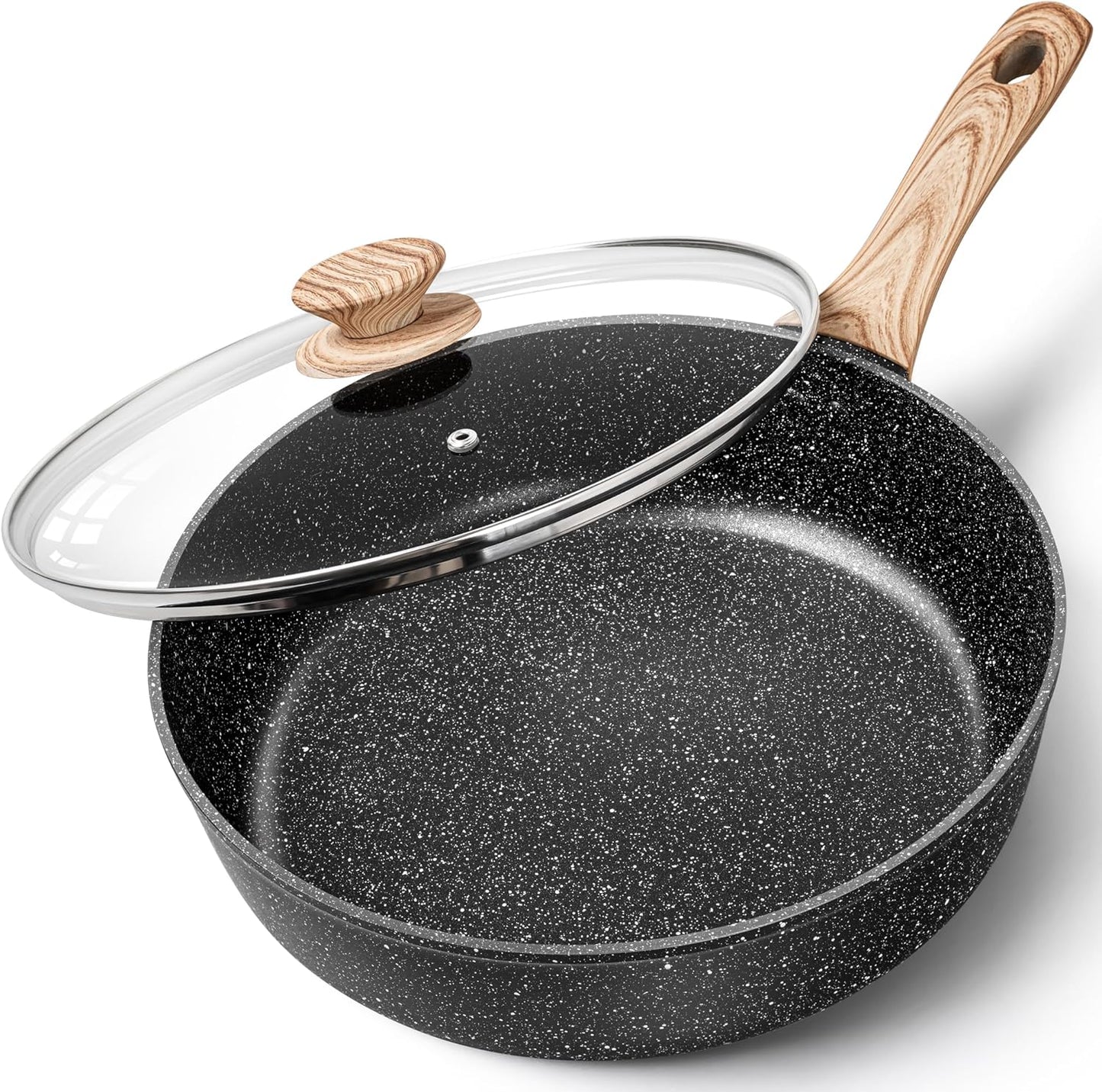MICHELANGELO Deep Frying Pan with Lid, 11 Inch Nonstick Skillet