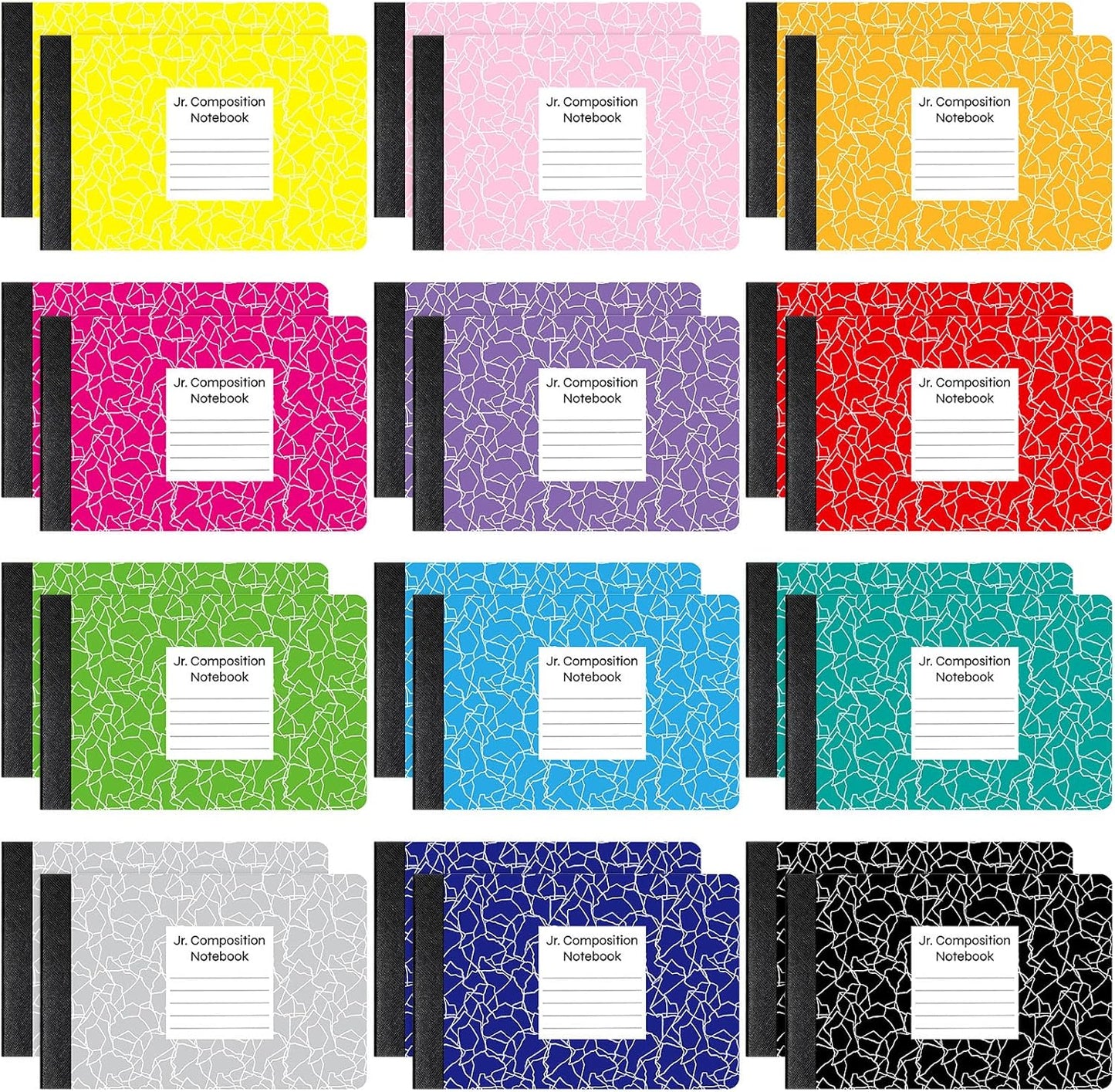 24 Pcs Jr. Composition Notebooks in Colorful Marble Designs