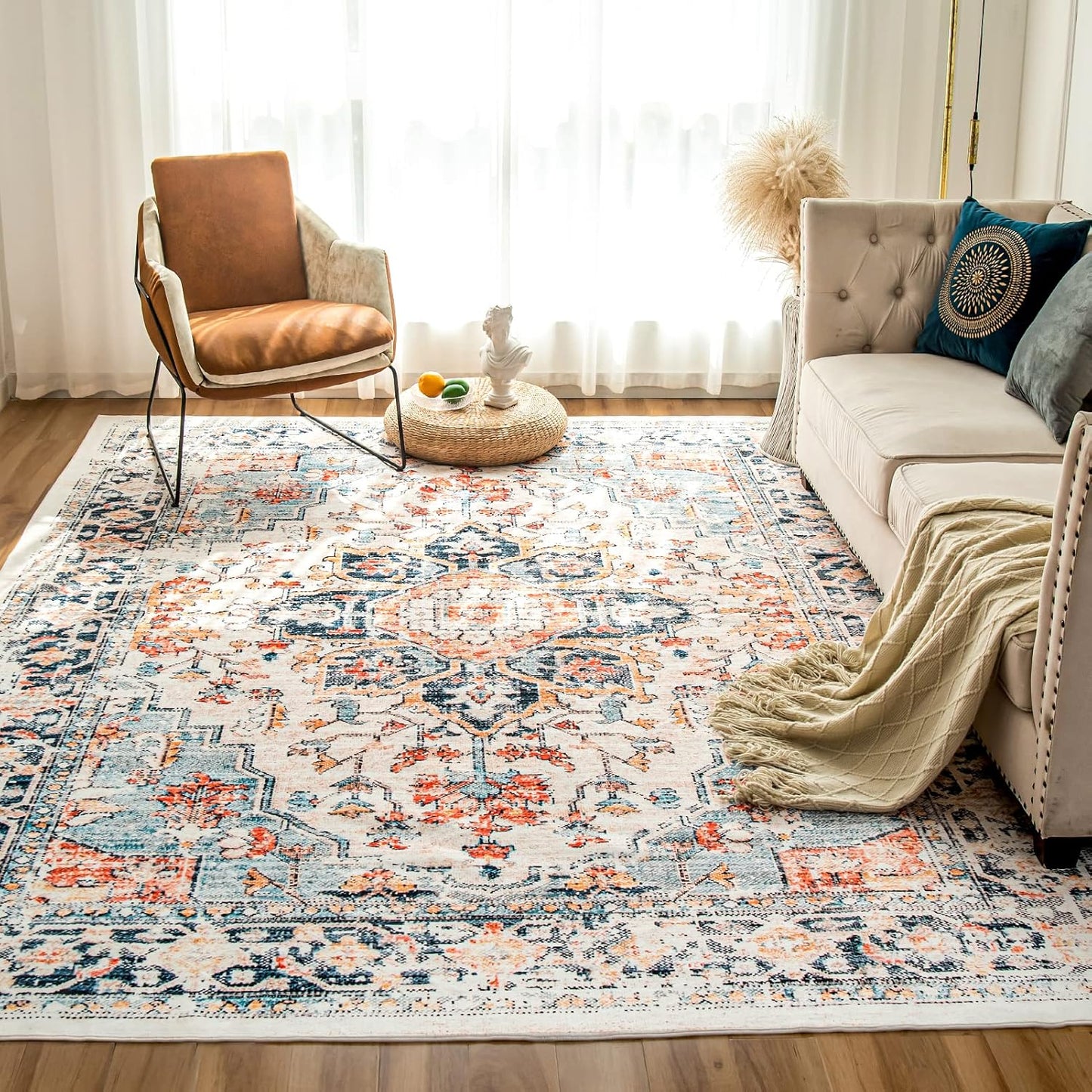 VK VKLIVING Machine Washable Rug for Living Room and Bedroom