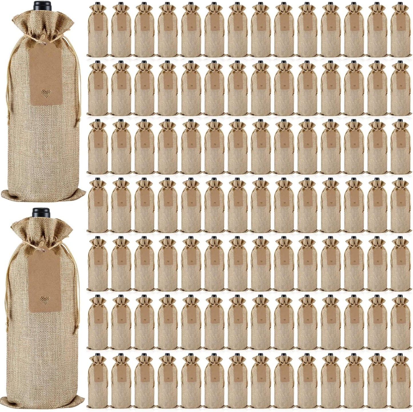 Burlap Wine Bags 100Pcs Drawstring Gift Sacks for Any Occasion