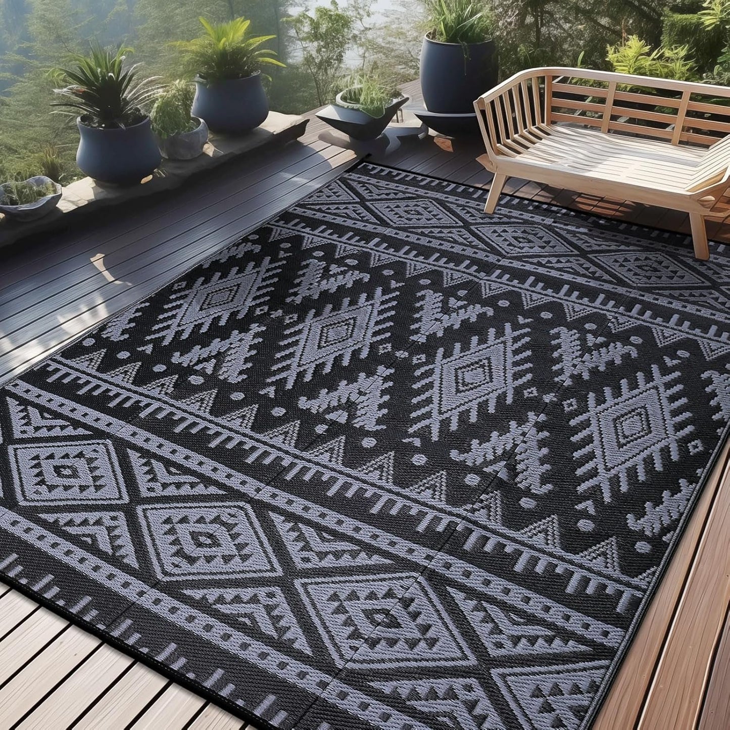 OLANLY Outdoor Rug Waterproof 9x12 ft for Patio and Camp
