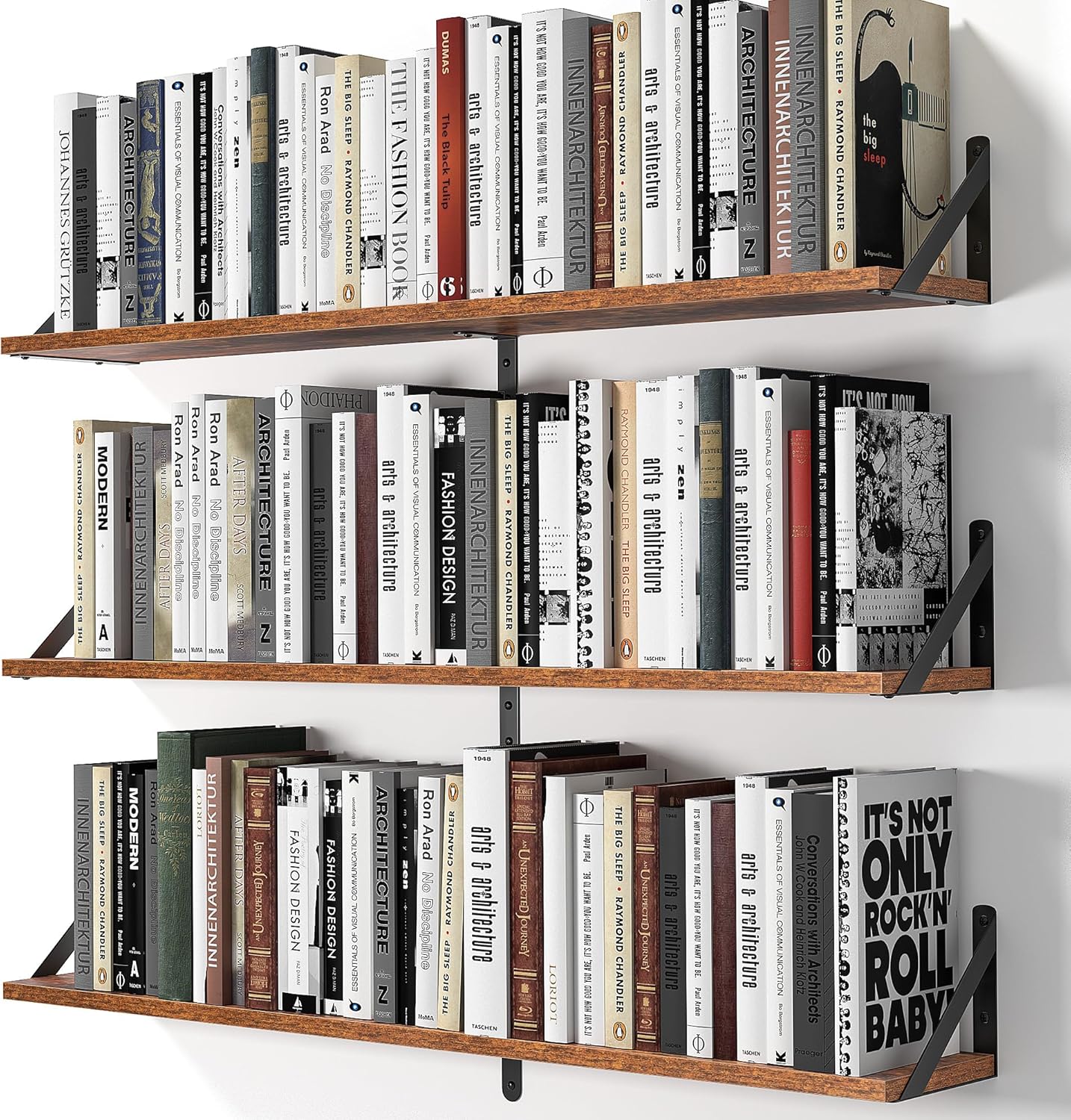 Heimlove Floating Shelves for Wall - Rustic Brown Wood Set