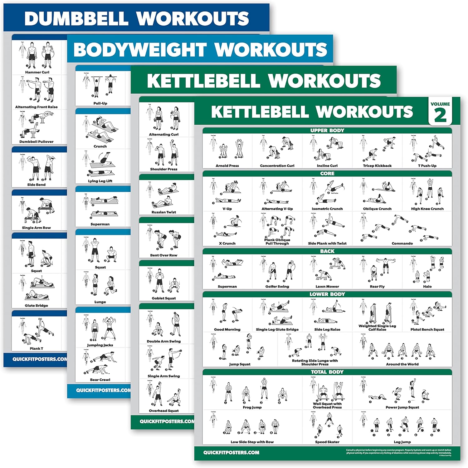 Ultimate Workout Charts Bundle 4 Pack Set GearMustHave