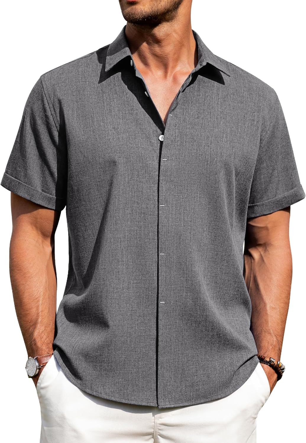 J.VER Men's Linen Shirts for Casual Summer Beach Weddings