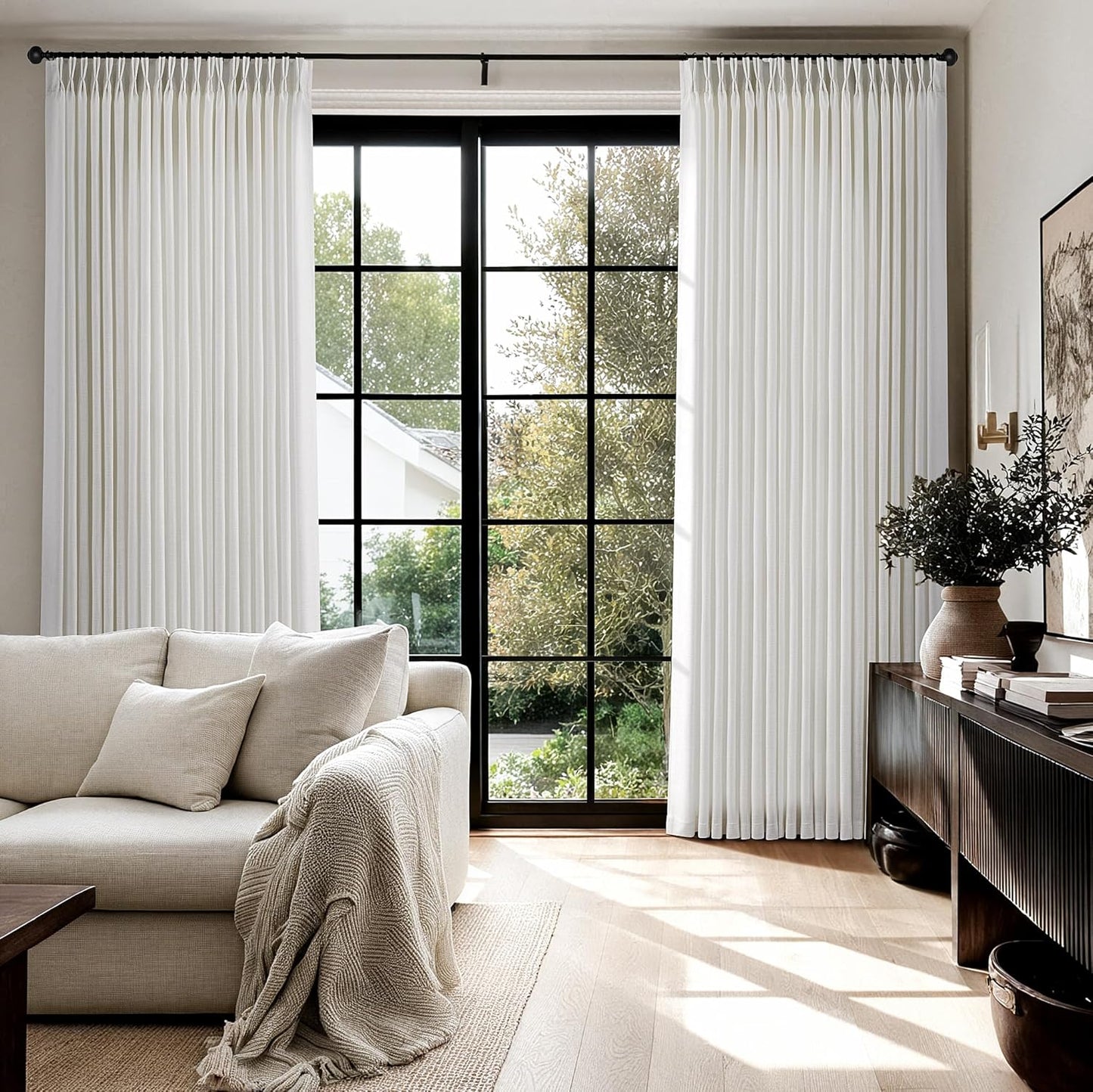 Pinch Pleated Curtains 102 Inches Long for Elegant Living Spaces