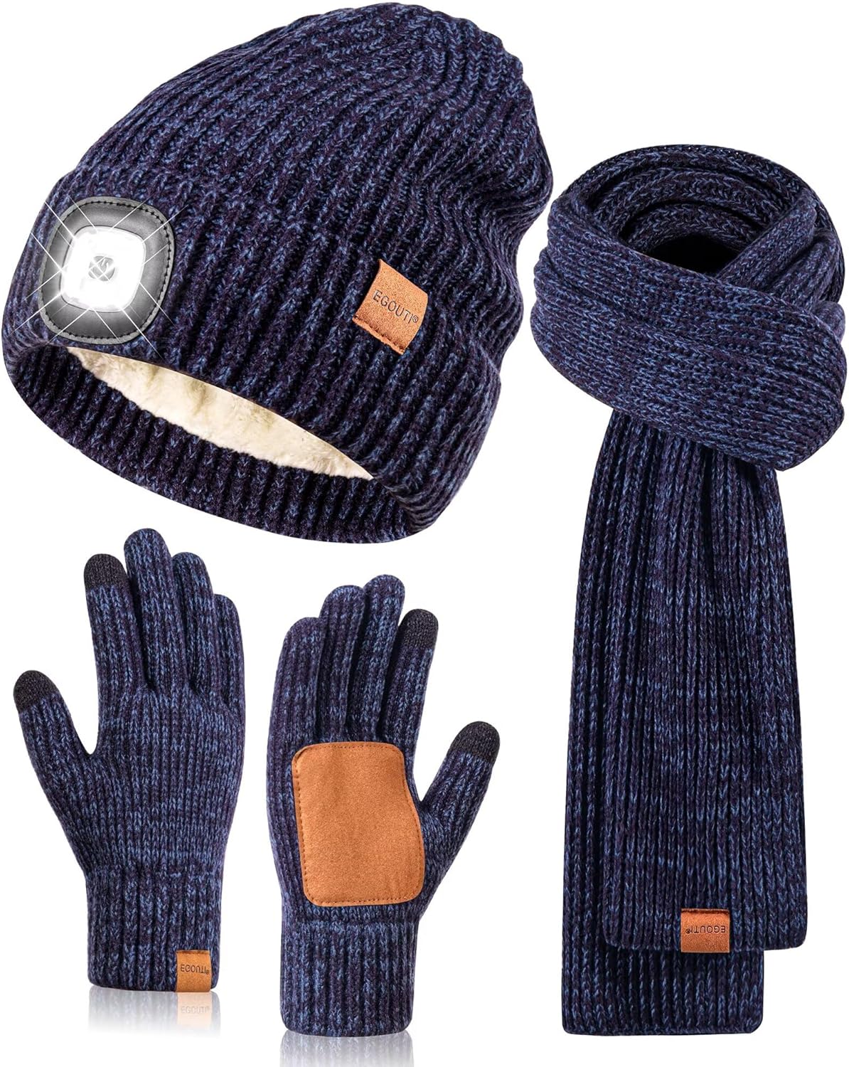 LED Beanie Gloves Scarf Set for Winter Activities and Gifts