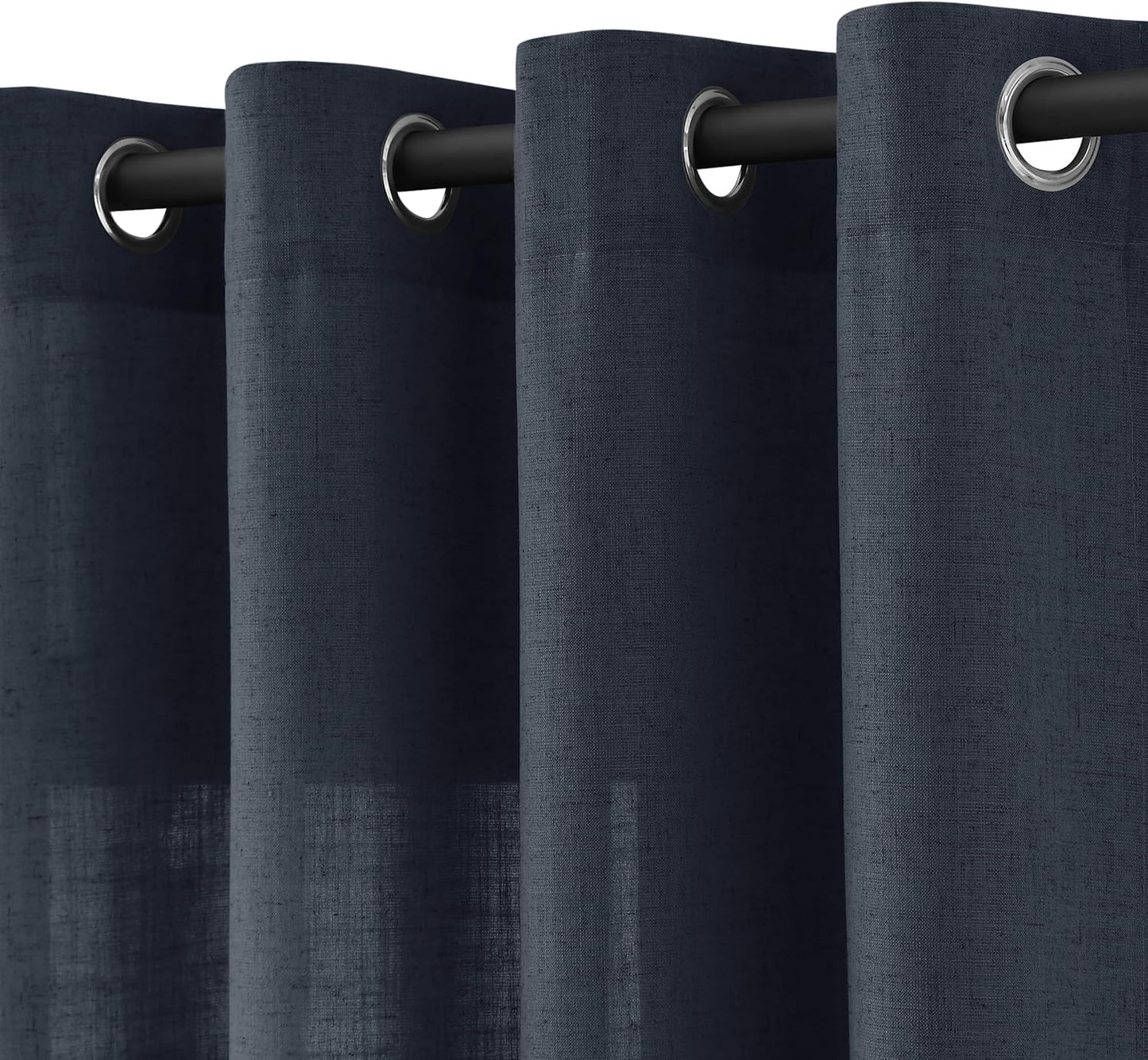 Retro Blue Linen Curtains for Living Room and Bedroom Decor