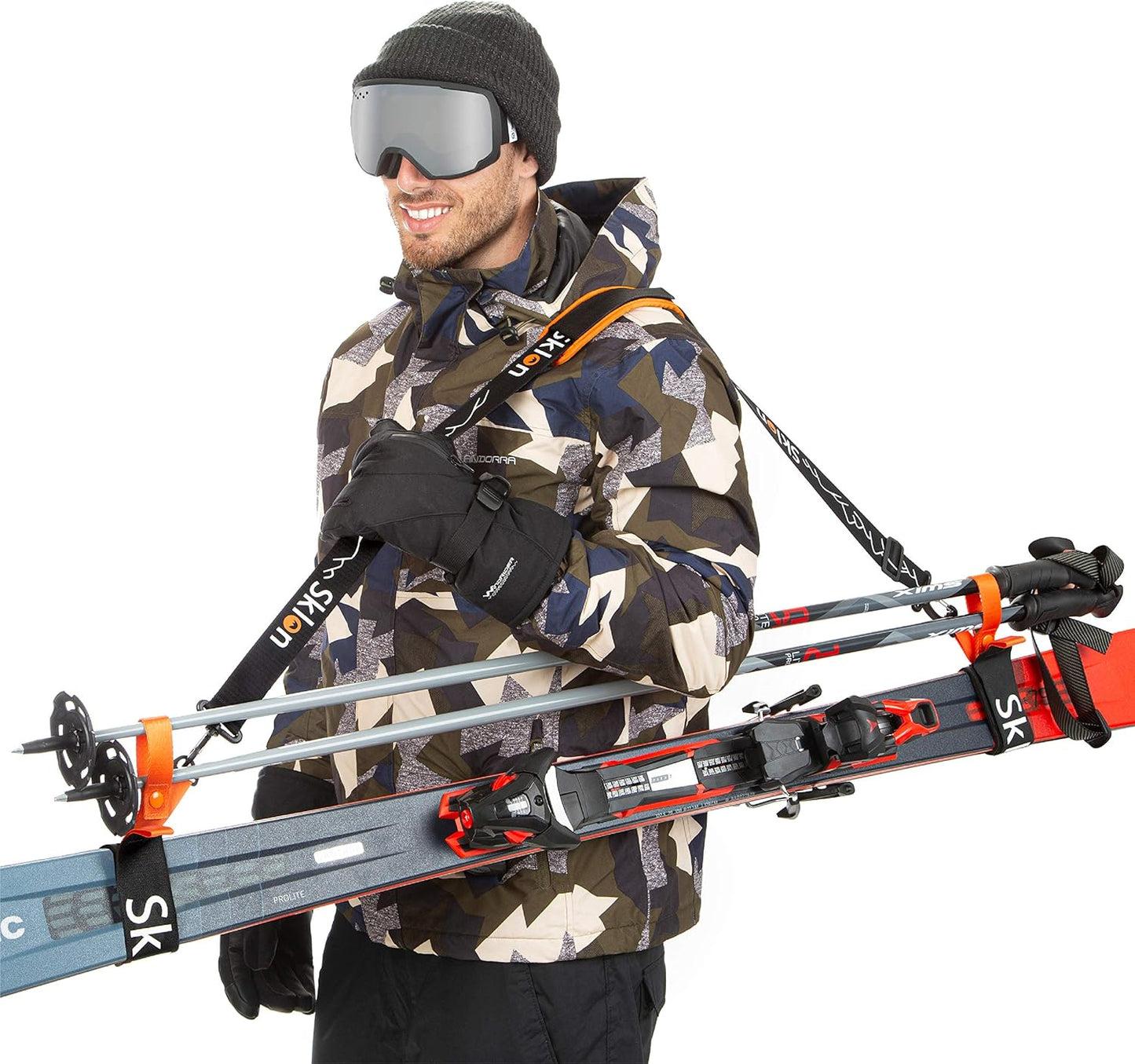 Sklon Ski Strap: Effortless Gear Transport | Cushioned Sling, Family-Friendly - Orange