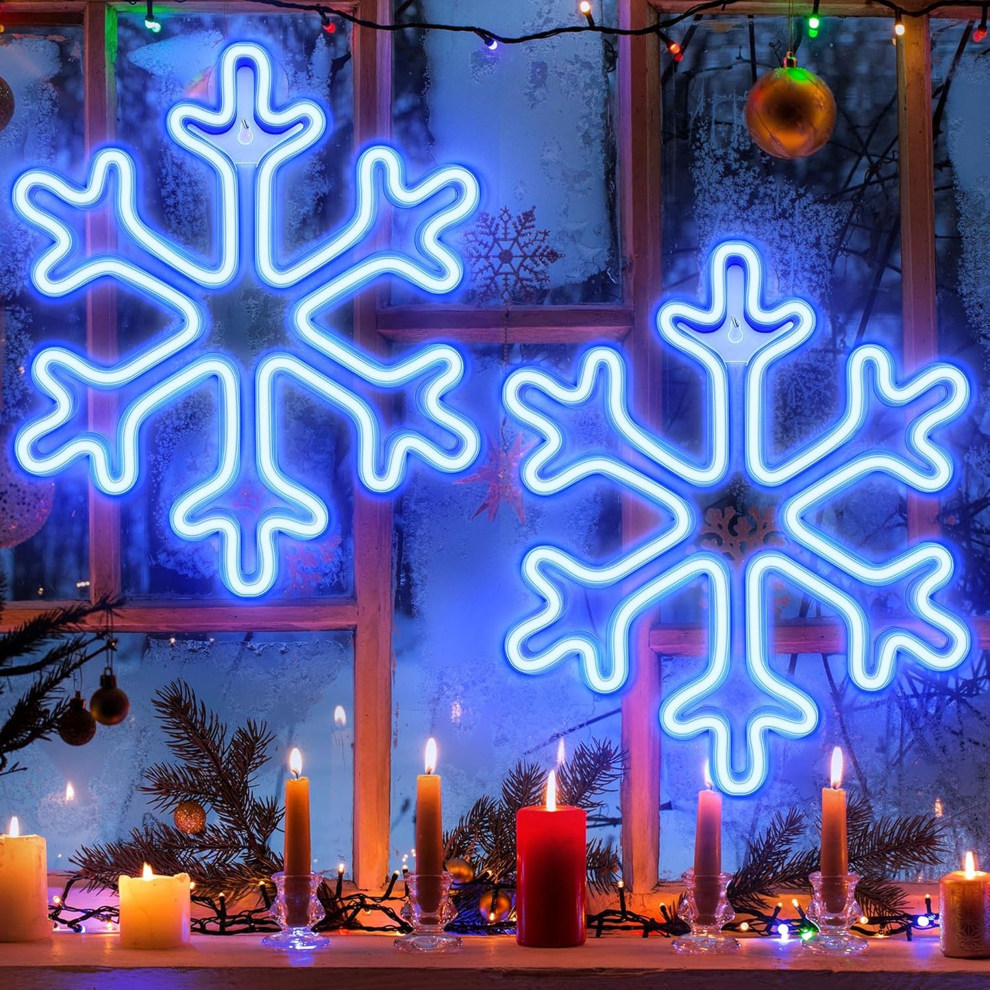 Enhon Christmas Neon Snowflake Light for Festive Decor