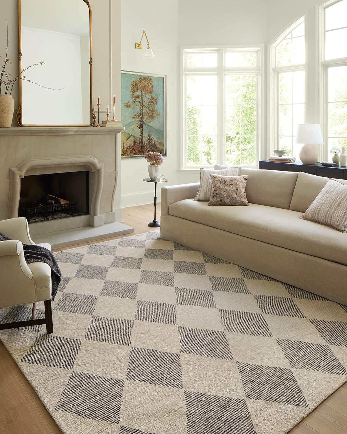 Chris Loves Julia Francis Collection Area Rug in Beige/Charcoal