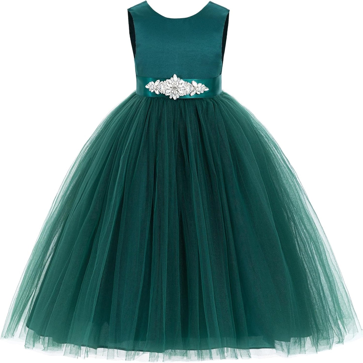 Elegant V-Back Satin Flower Girl Dress for Special Occasions