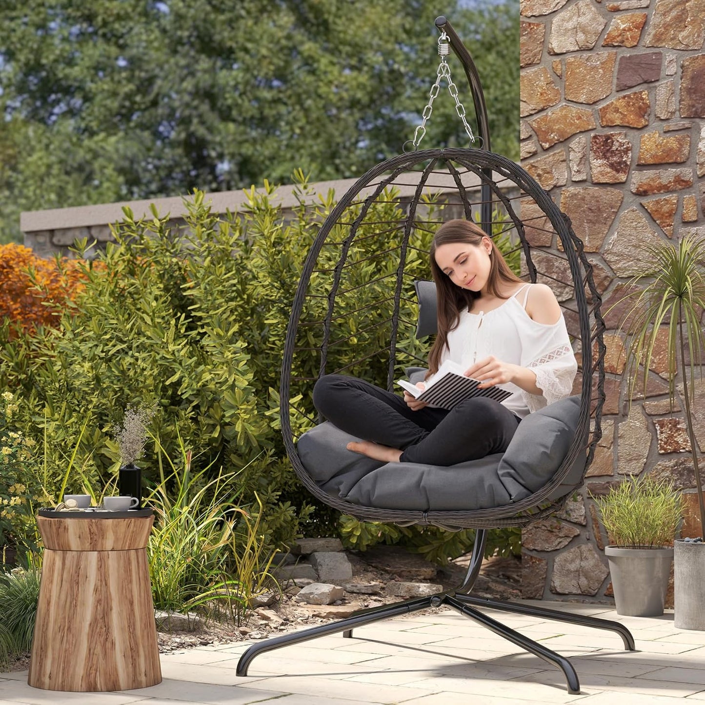 Egg Chair with Stand for Patio, Bedroom, and Garden Use