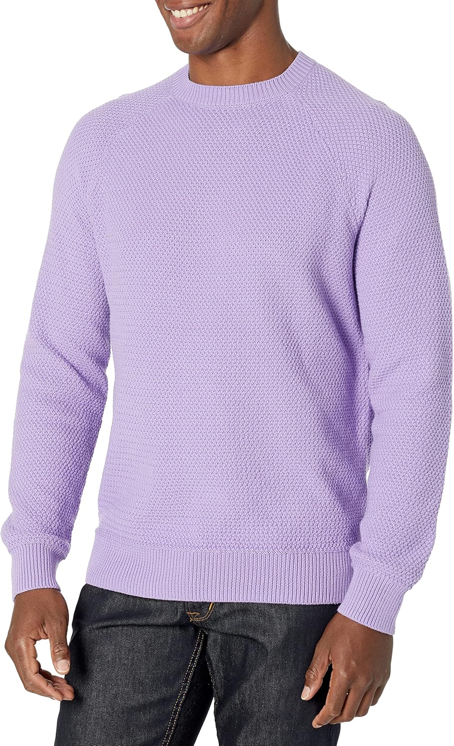 Oversized Crewneck Sweater for Men - Textured Cotton Comfort