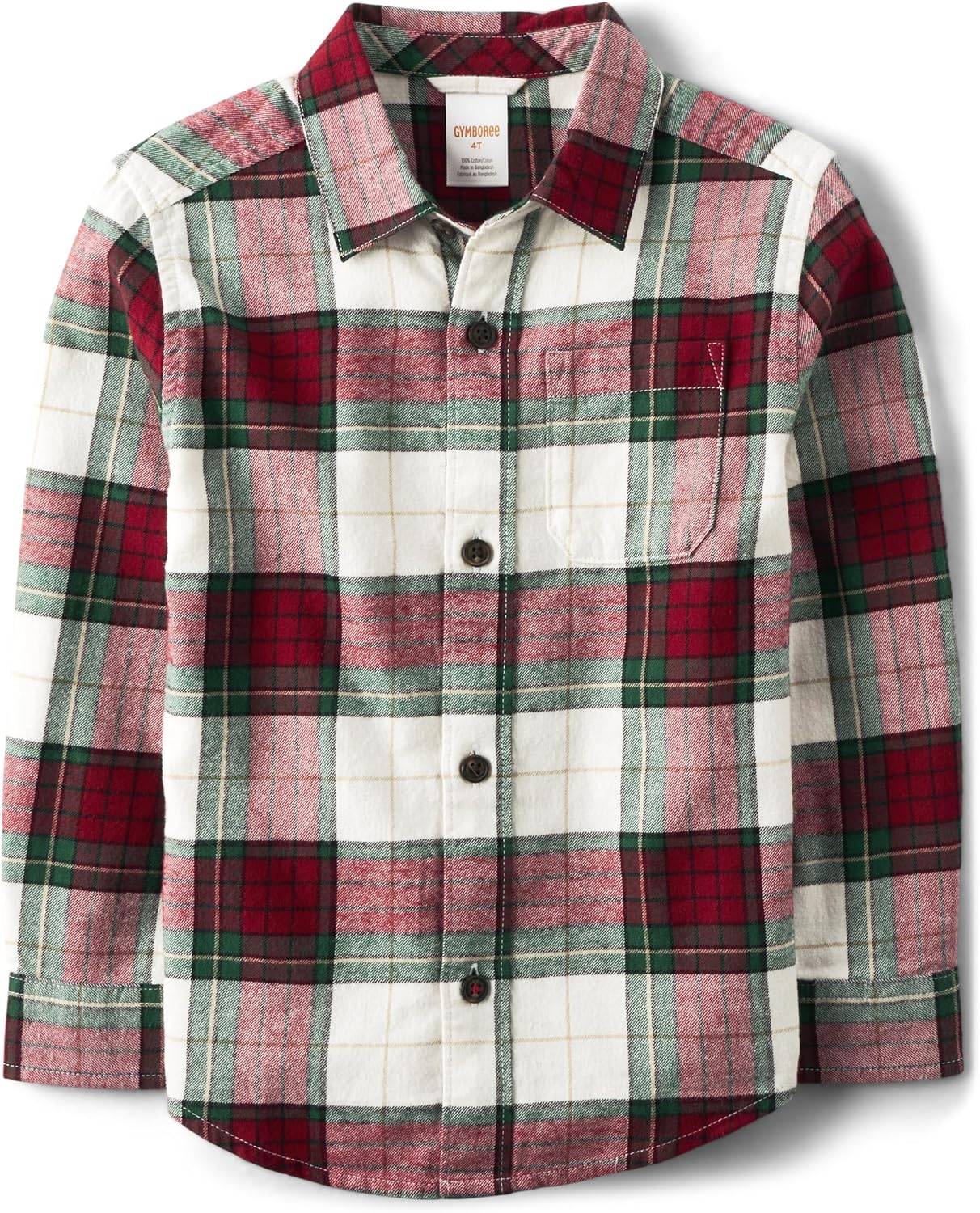 Gymboree Boys' Long Sleeve Plaid Button Up Shirt for Holidays