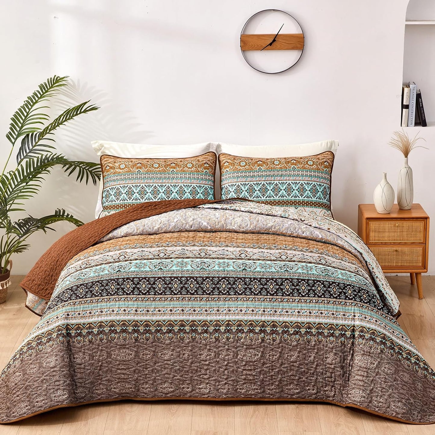 Boho Fall Queen Quilt Set by WONGS BEDDING for All Seasons