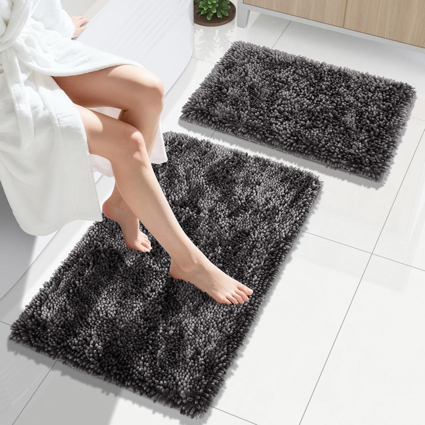 Yimobra Bathroom Rug Set: Luxury Shaggy Bath Mats for Comfort
