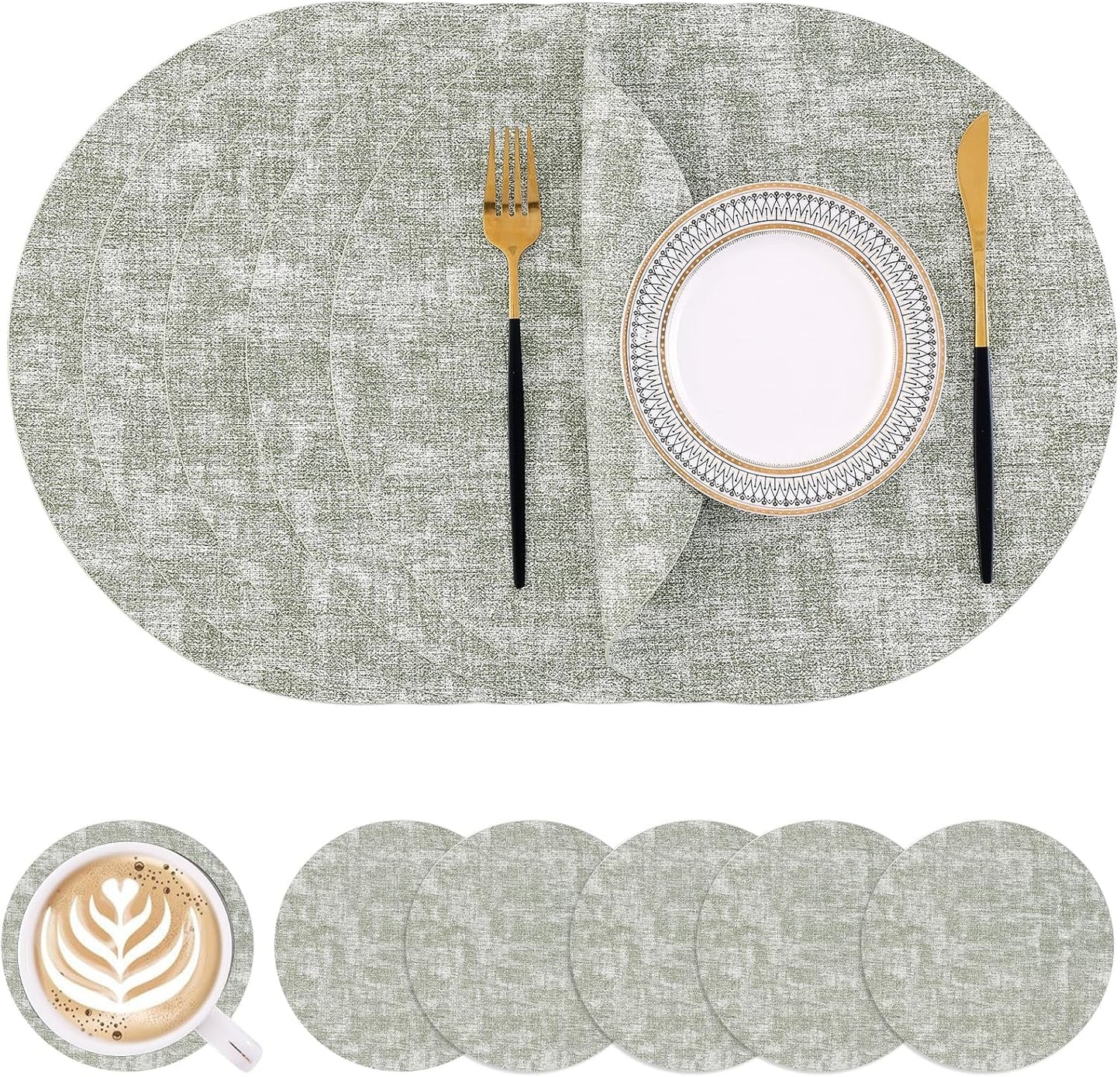 Homaxy Round Faux Leather Placemats for Stylish Dining