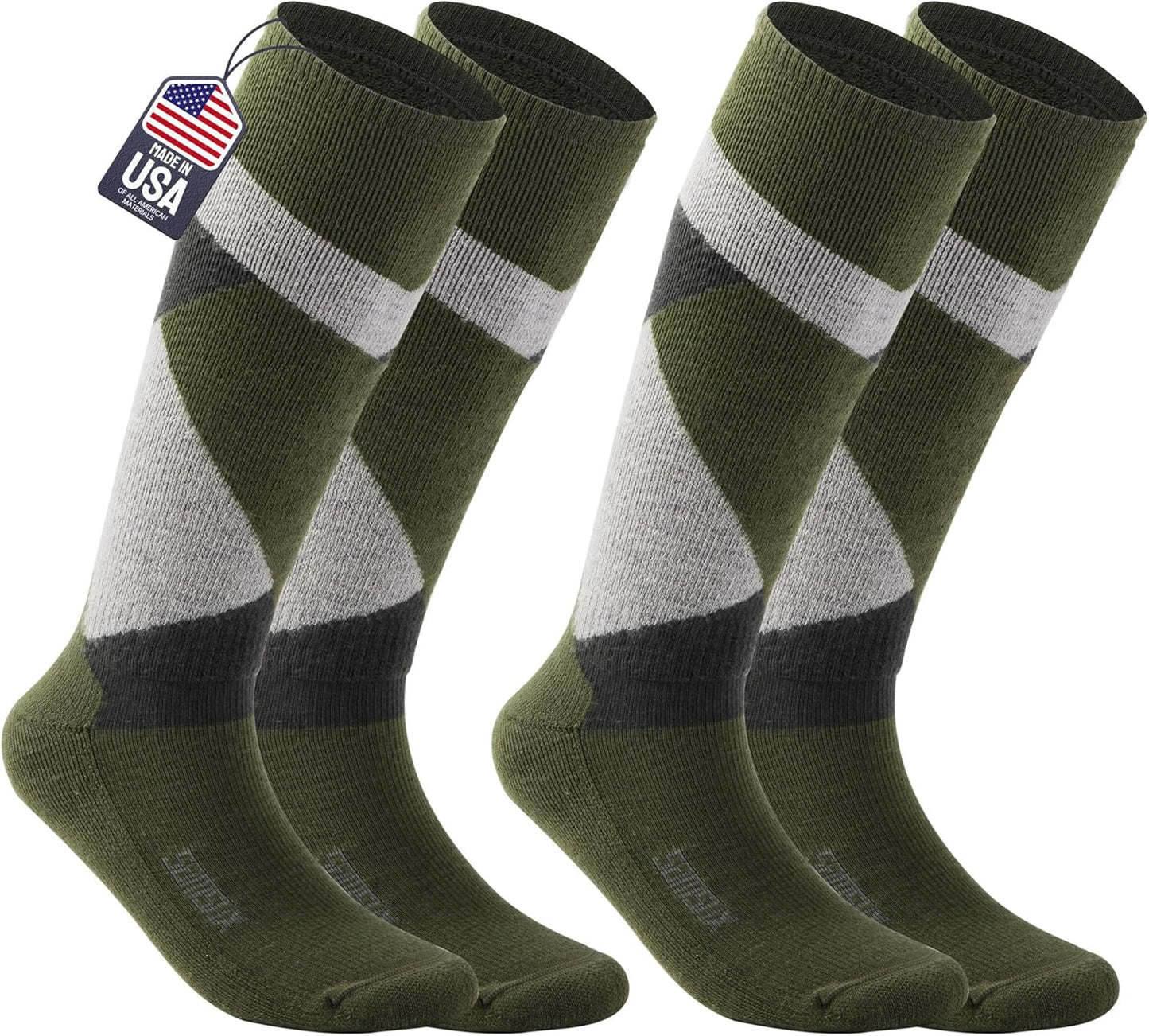 USA Made Merino Wool Snow Socks - Full Cushion, All-Day Comfort
