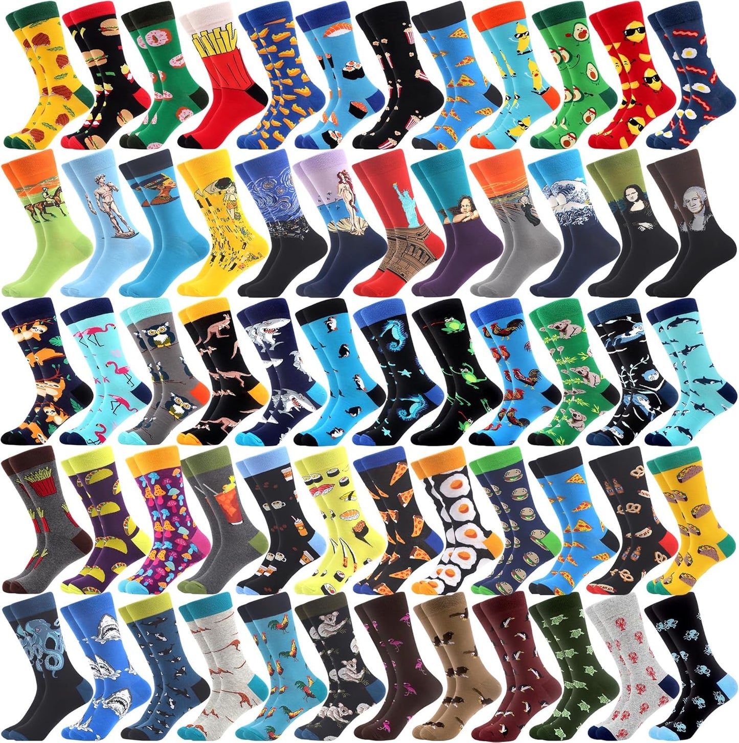 WeciBor 36 Pairs Colorful Cotton Crazy Socks for Unisex Fun