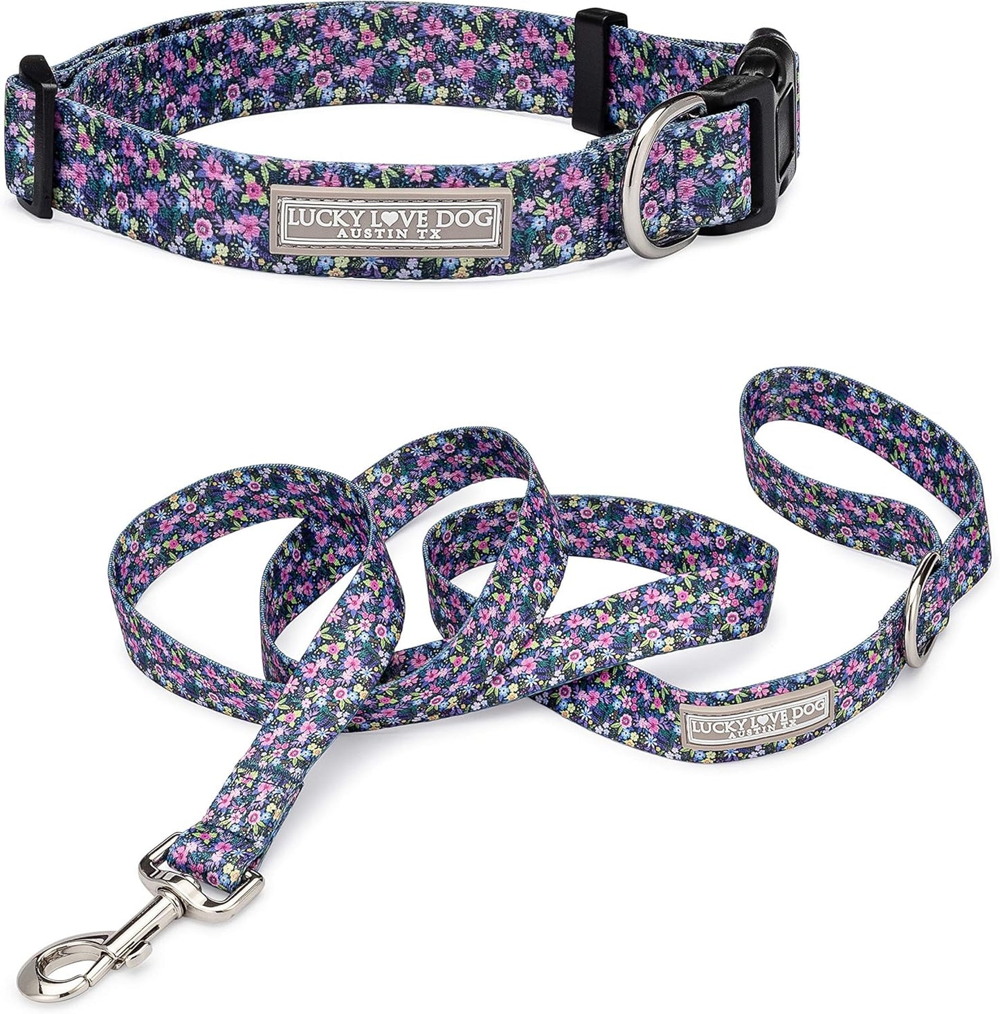 Lucky Love Dog Collar and Leash Set - Durable Floral Design