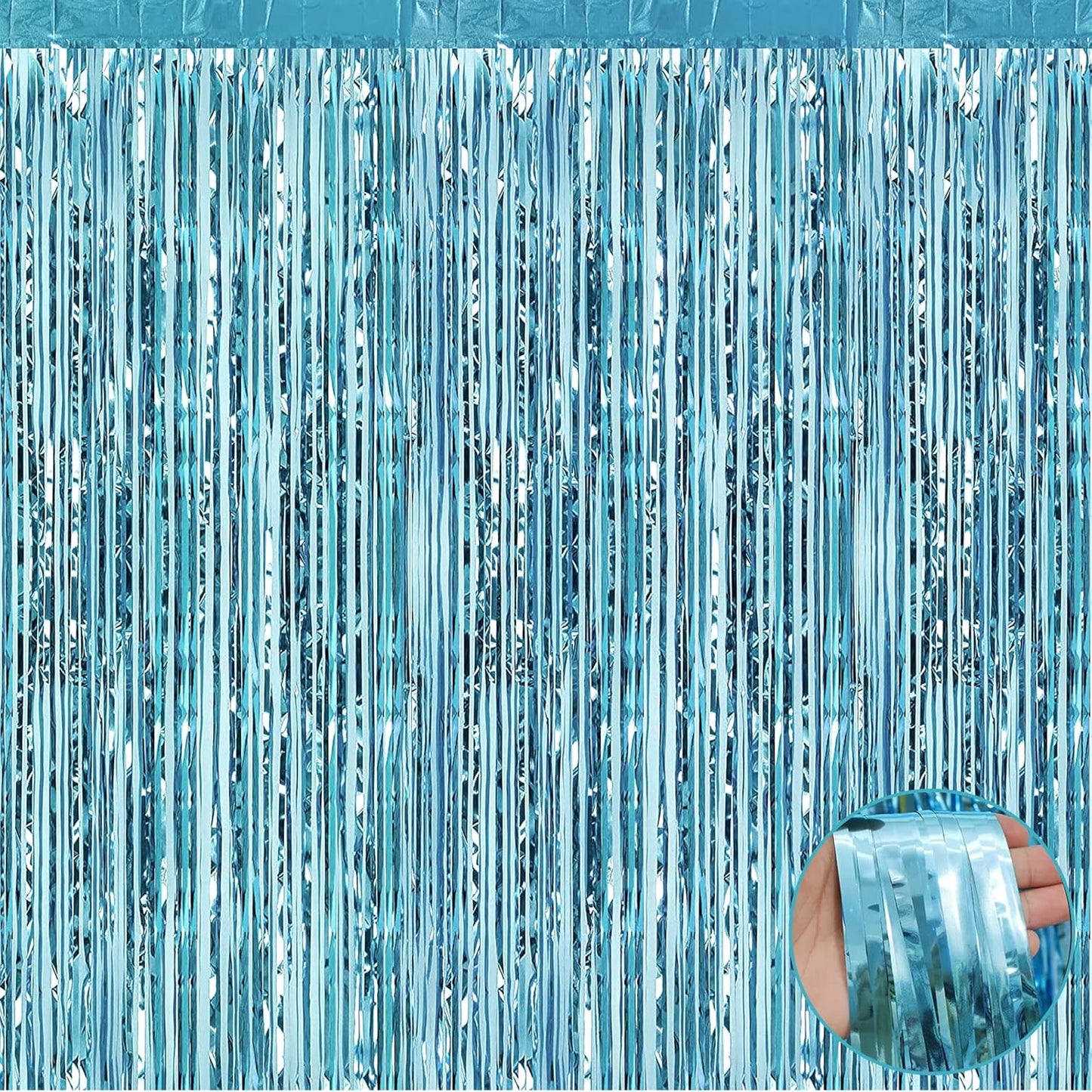 Shimmering Blue Foil Curtains - Perfect Party Backdrop!