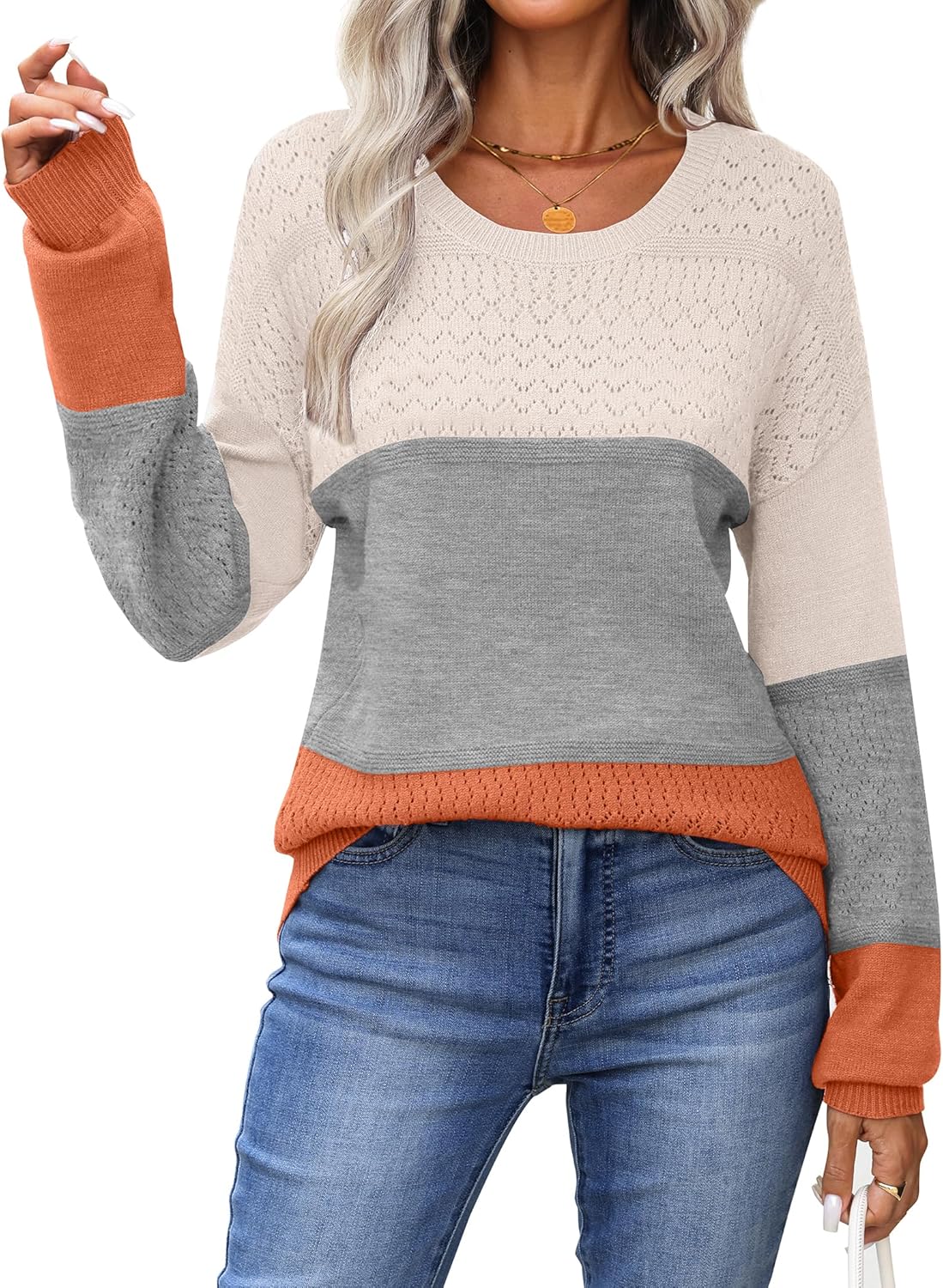 Zeagoo Sweaters for Women Long Sleeve Knit Pullover Tops