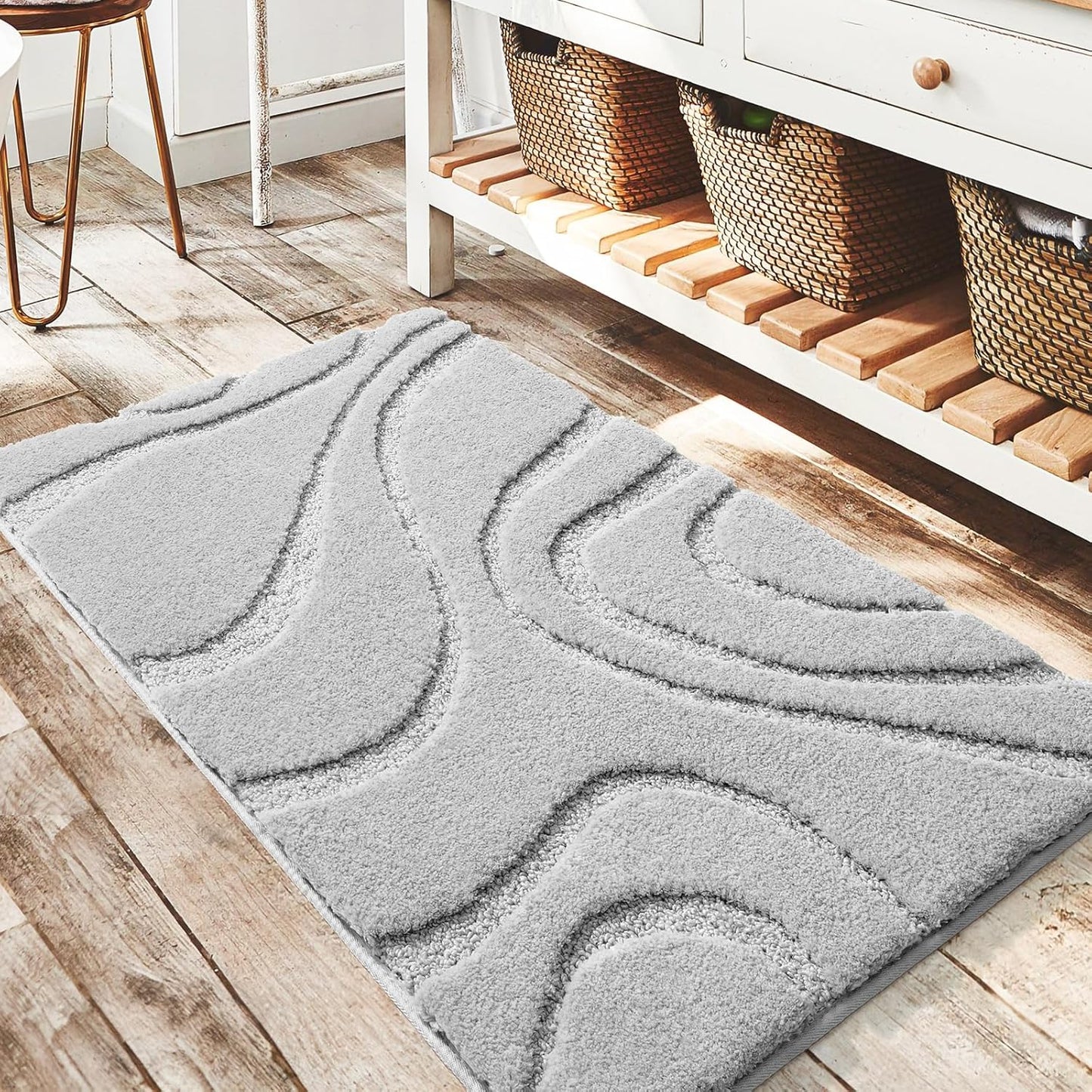 Soft Plush Shaggy Microfiber Bath Rug for Stylish Bathrooms