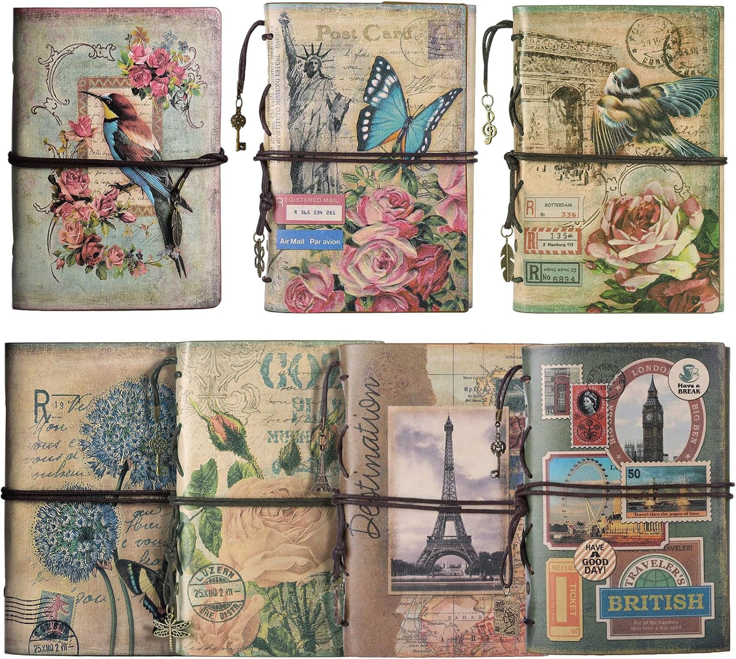 Leather Journal Set of 7 Vintage Notebooks for Writing Gifts