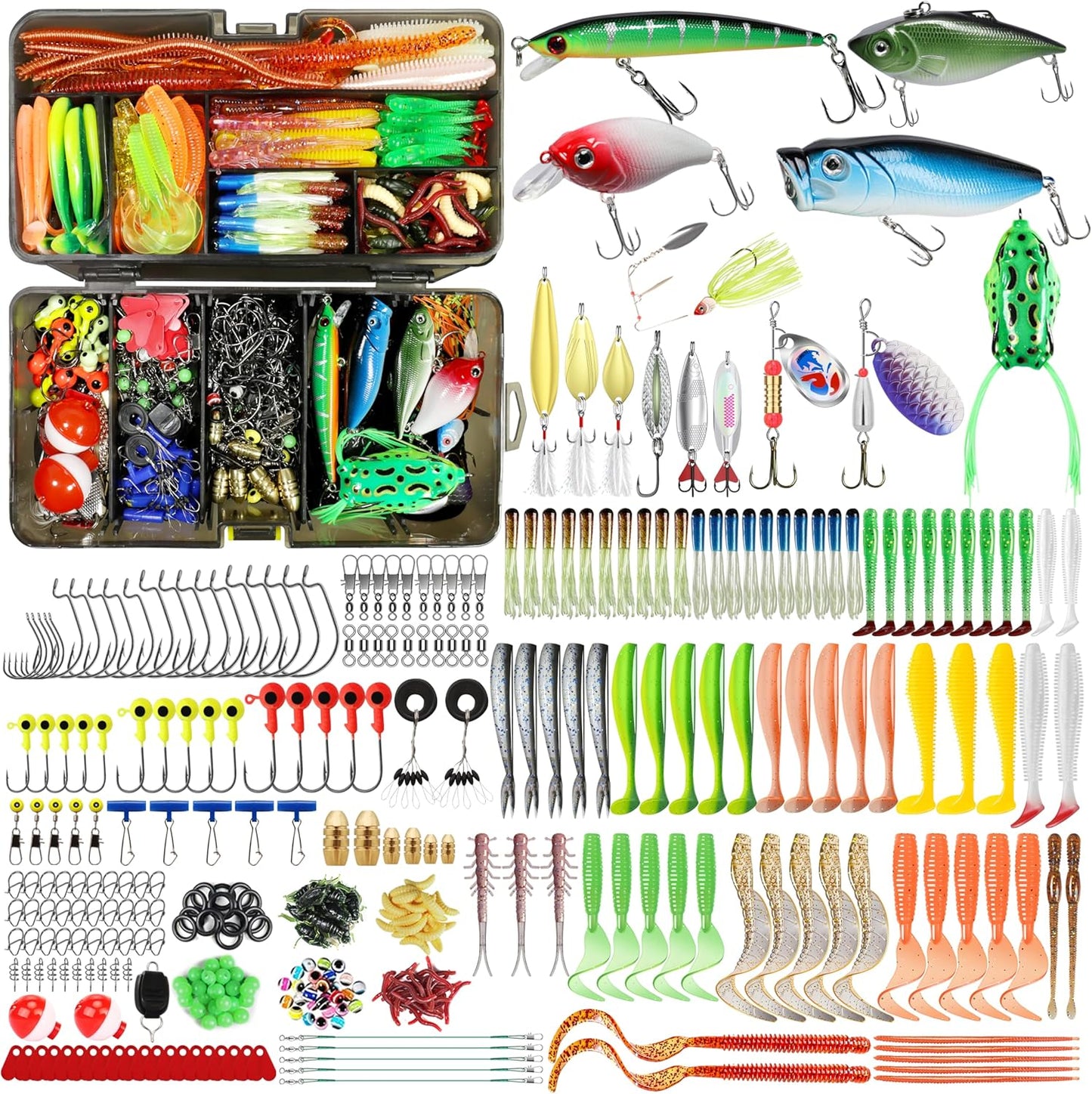 TRUSCEND Fishing Lures Kit - Ultimate 340 Piece Tackle Set