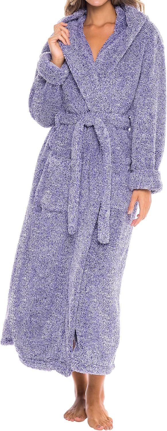 Long Plush Bathrobe with Hood for Women - Cozy Comfort