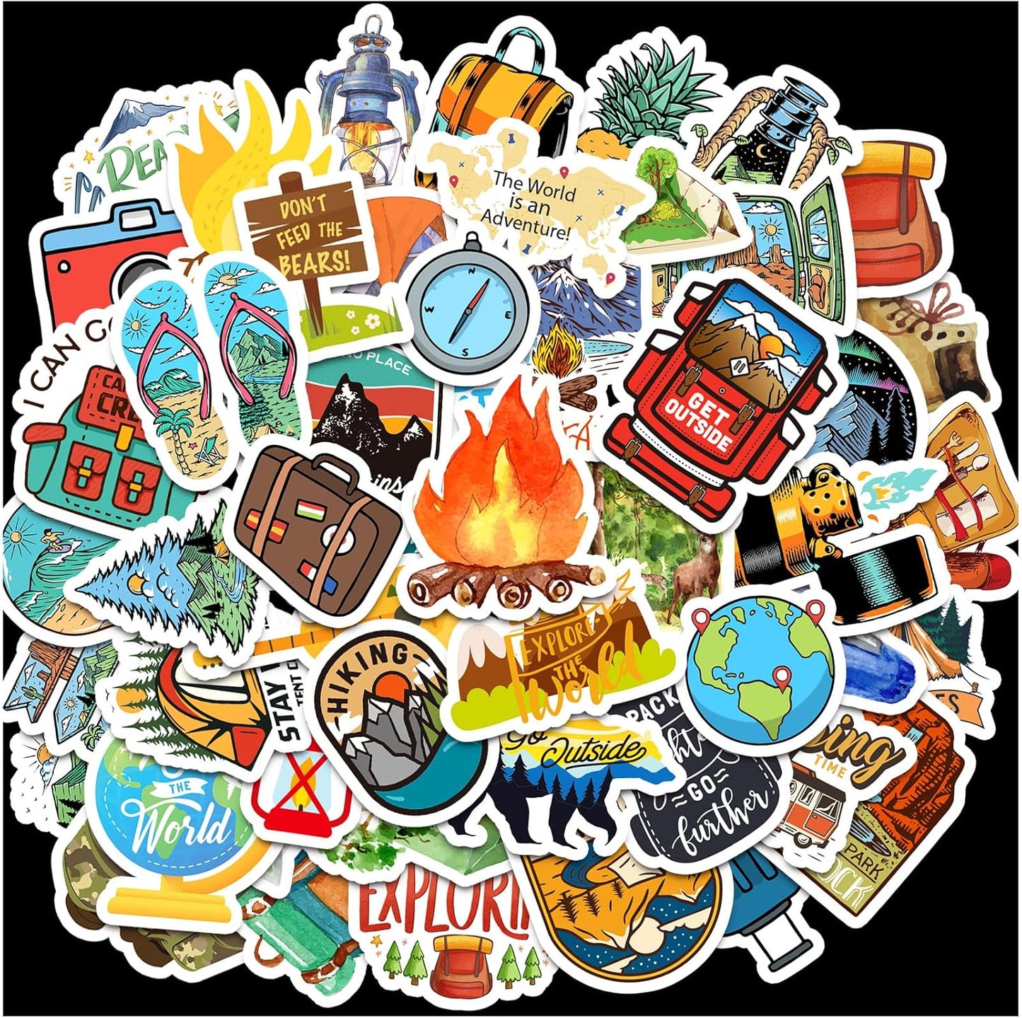 Adventure Hiking Stickers 670pcs - Fun Decor & Gifts