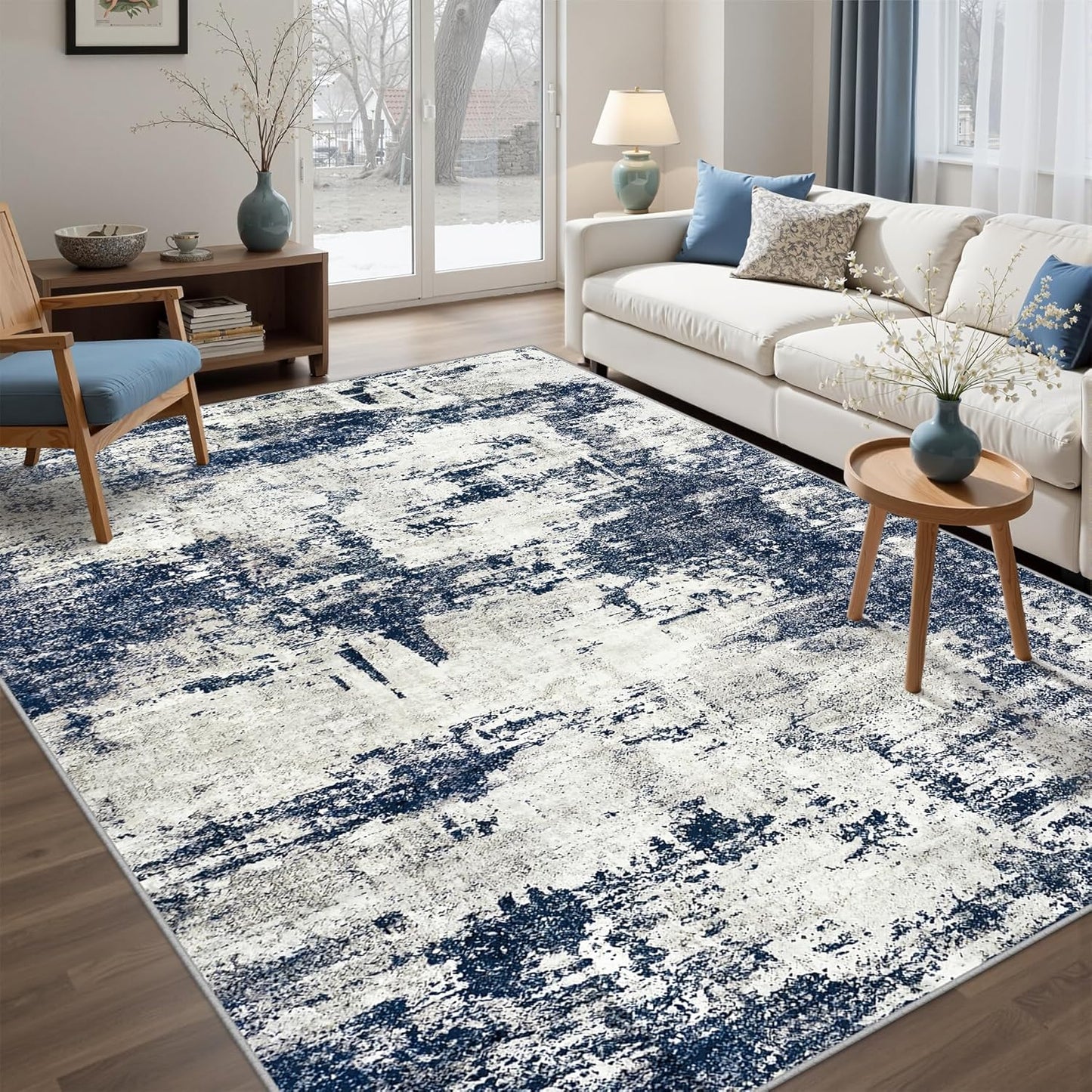 5x7 Washable Area Rug with Anti-Slip Backing for Home Decor