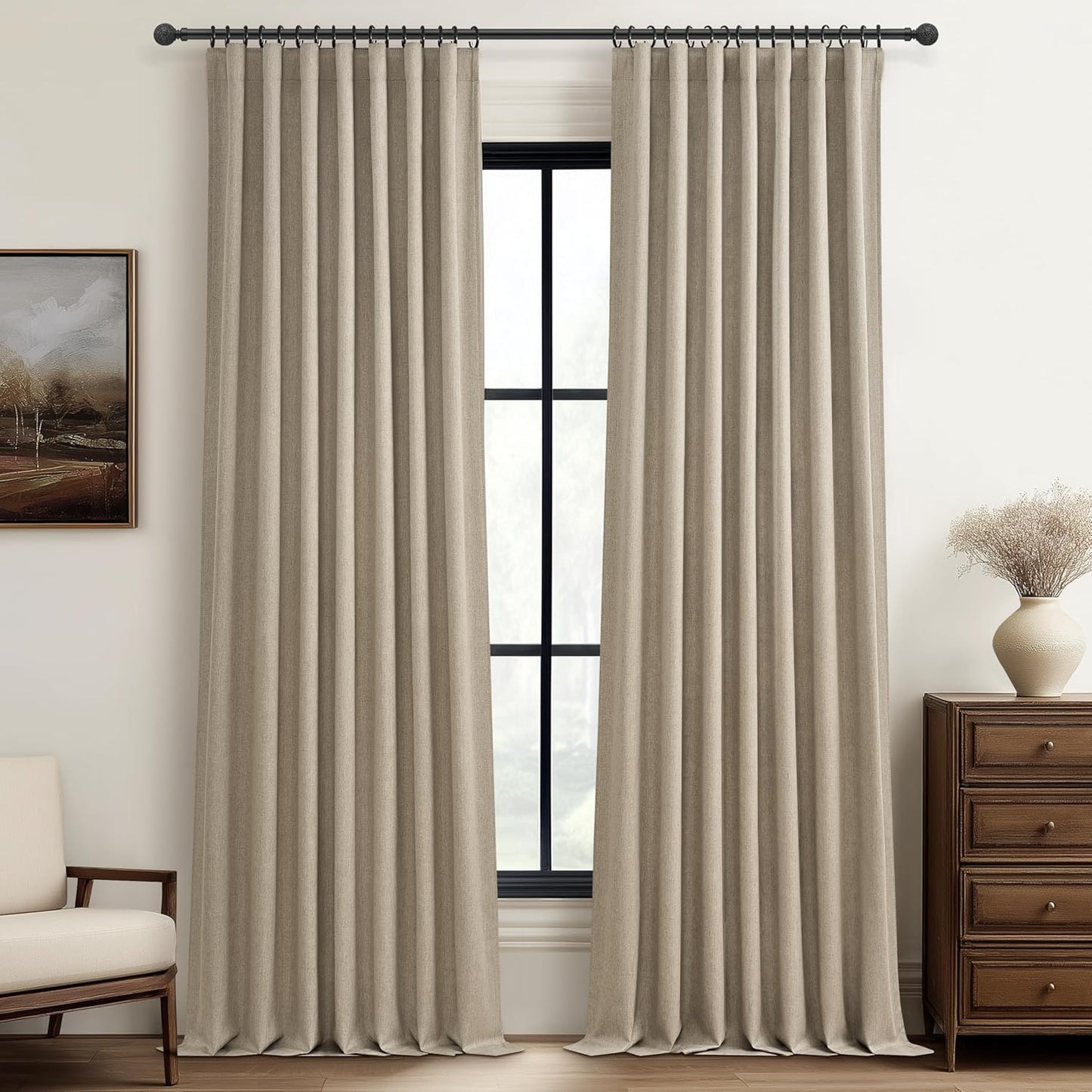 Black Out 96 Inch Long Boho Curtains for Living Room Style