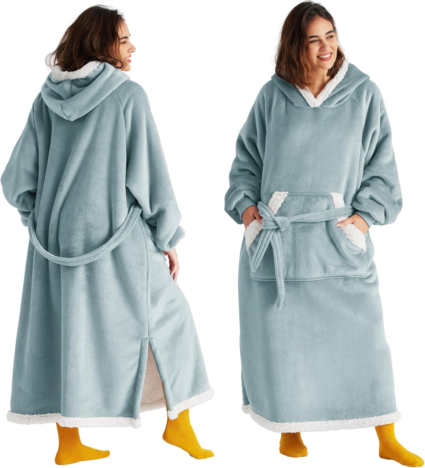 Wearable Blanket Hoodie for Cozy Comfort and Style in Light Green