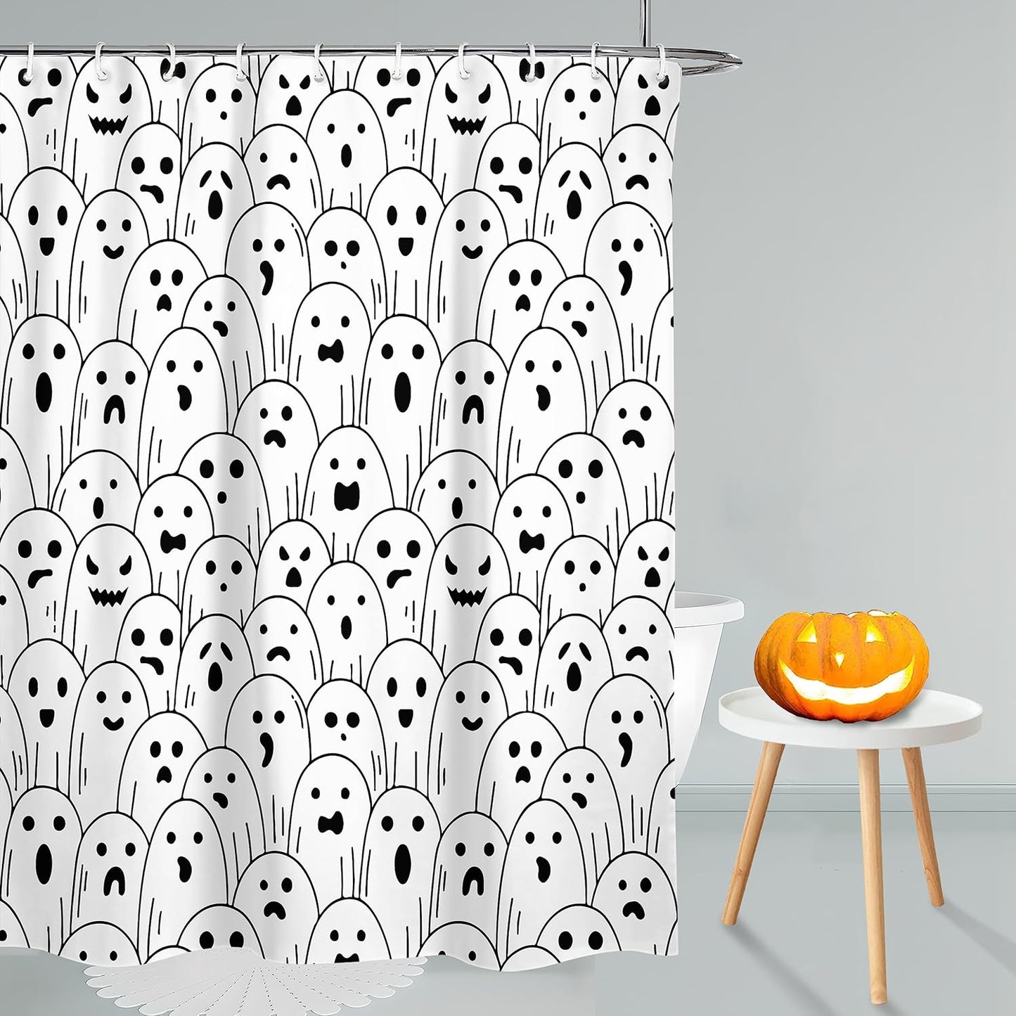 Halloween Ghost Shower Curtain Set 72x72 Inch