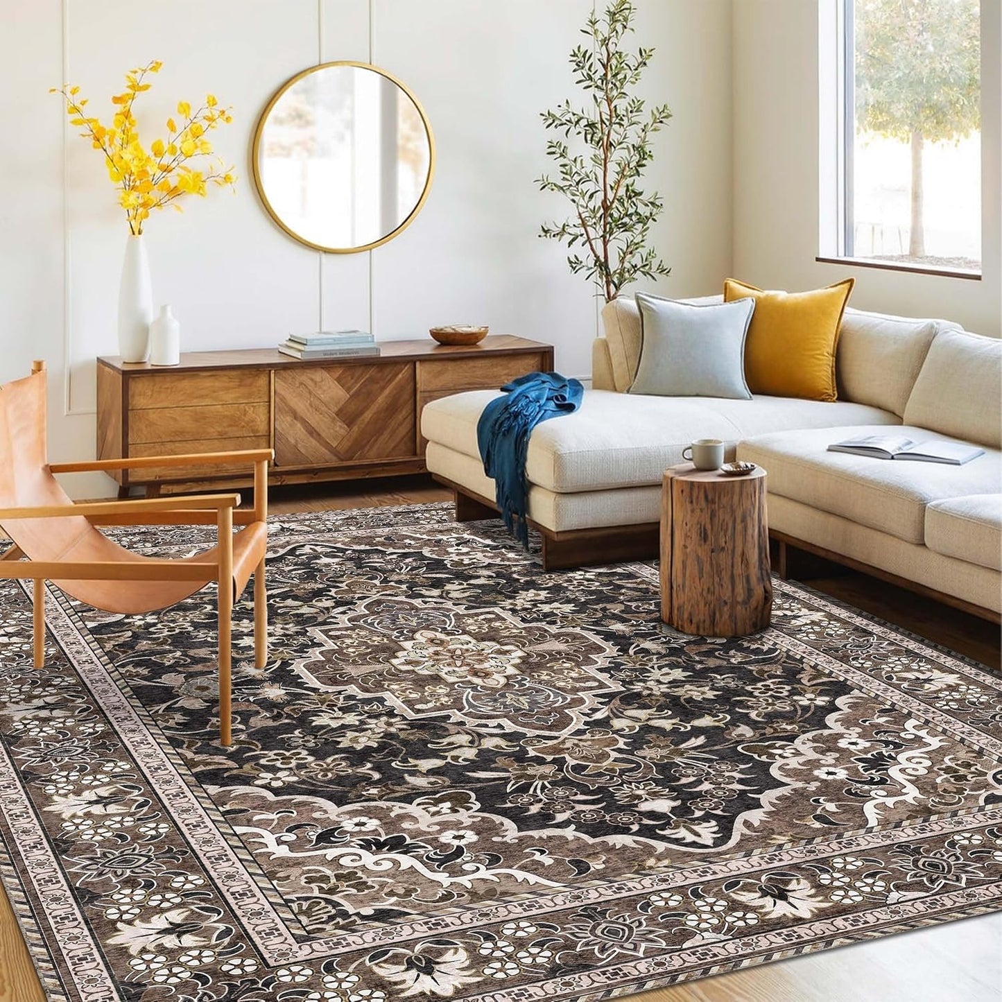 Washable Area Rug 4x6 for Living Room and Bedroom Comfort