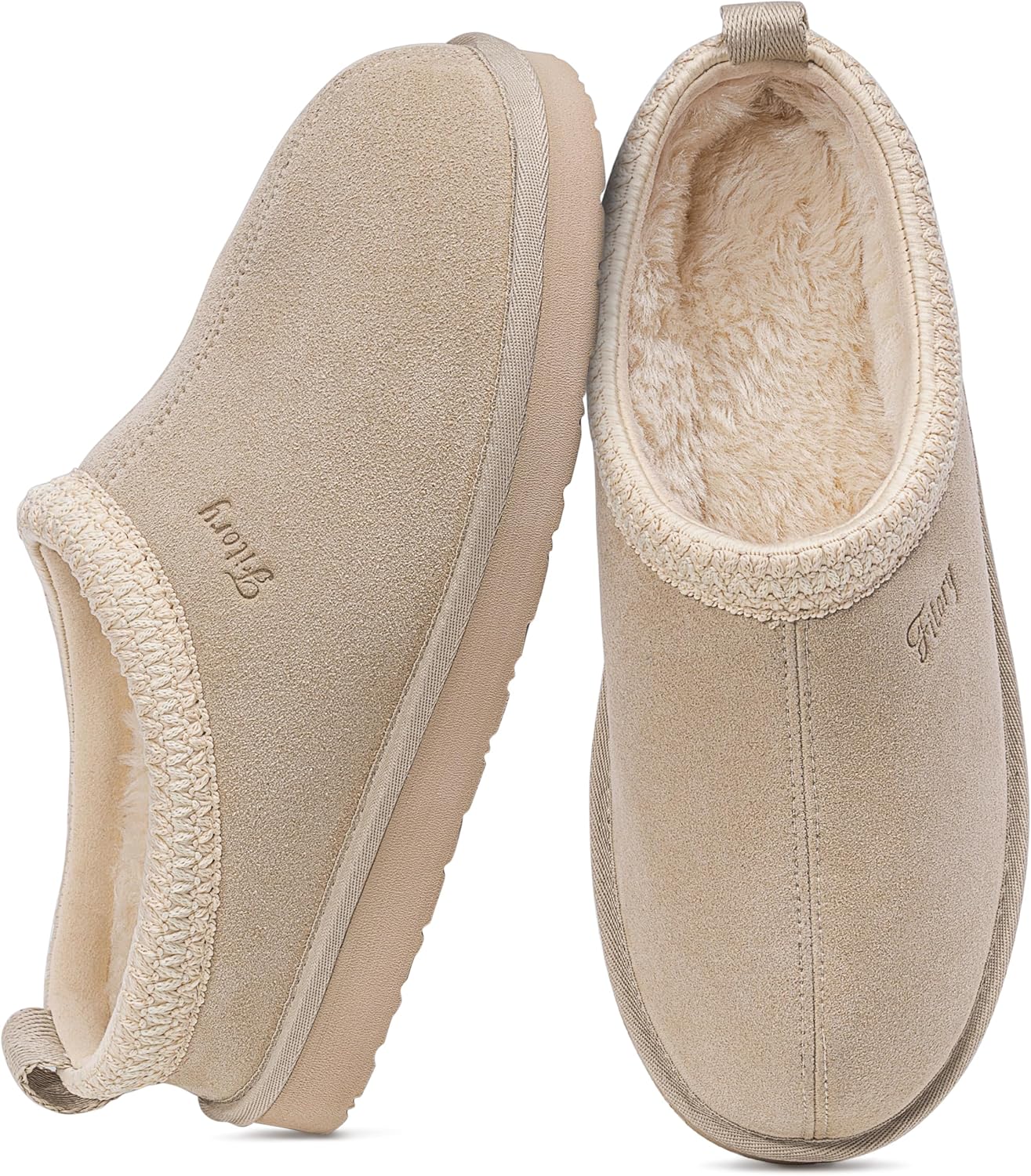 FITORY Women's Suede Slipper: Cozy Faux Fur Lined Boots