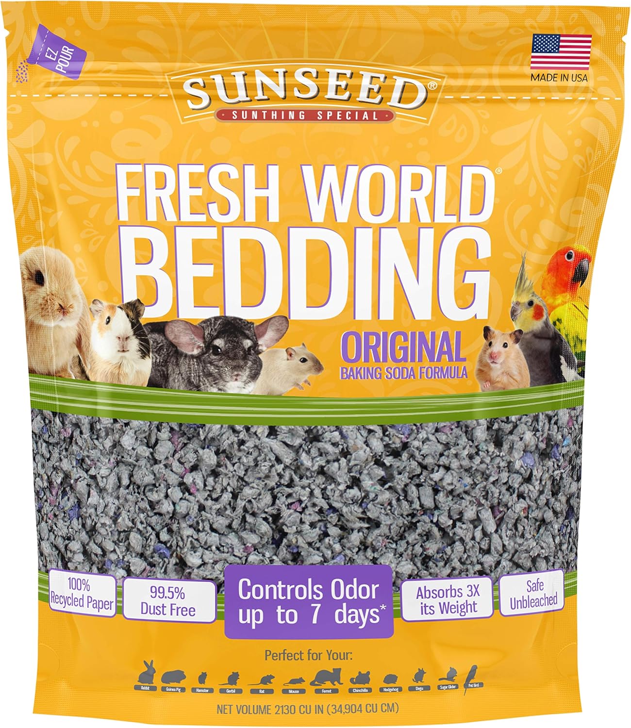 Sunseed Fresh World Bedding for Small Animals, Eco-Friendly Choice