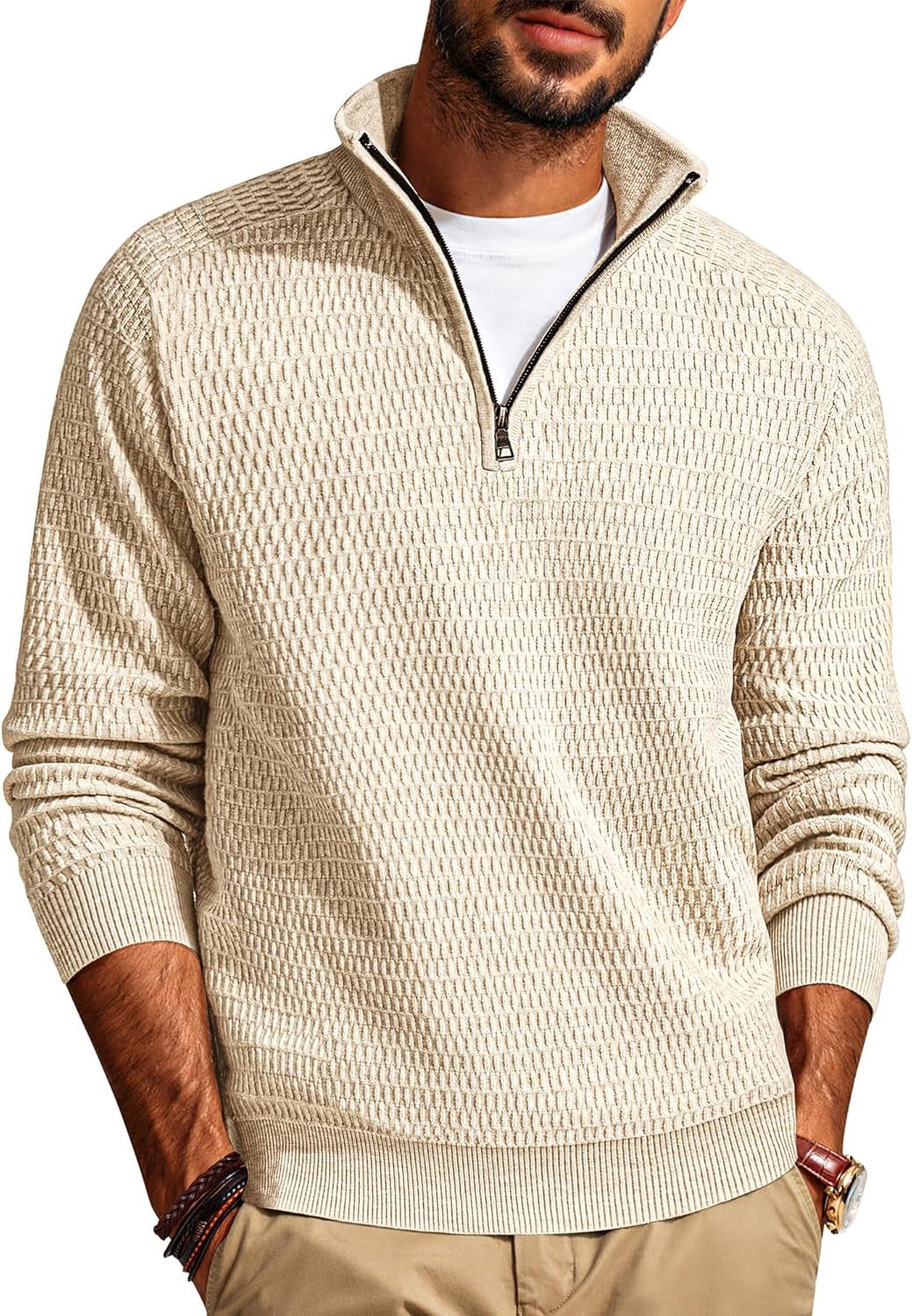 PJ PAUL JONES Men's Quarter Zip Sweater for Stylish Comfort