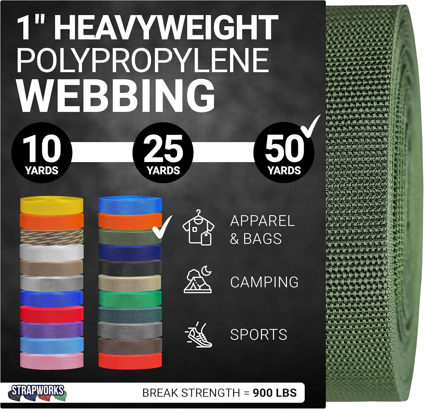 Heavyweight Polypropylene Webbing for Outdoor DIY Gear Repair