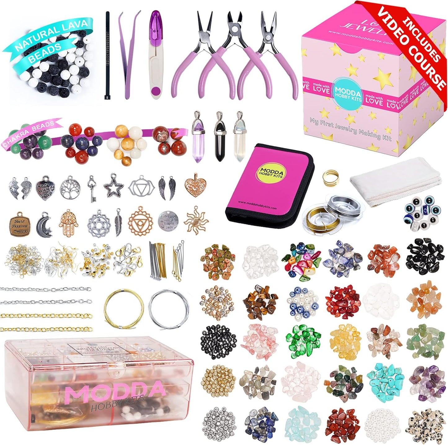 Natural Stone Jewelry Making Kit for Adults with Video Course