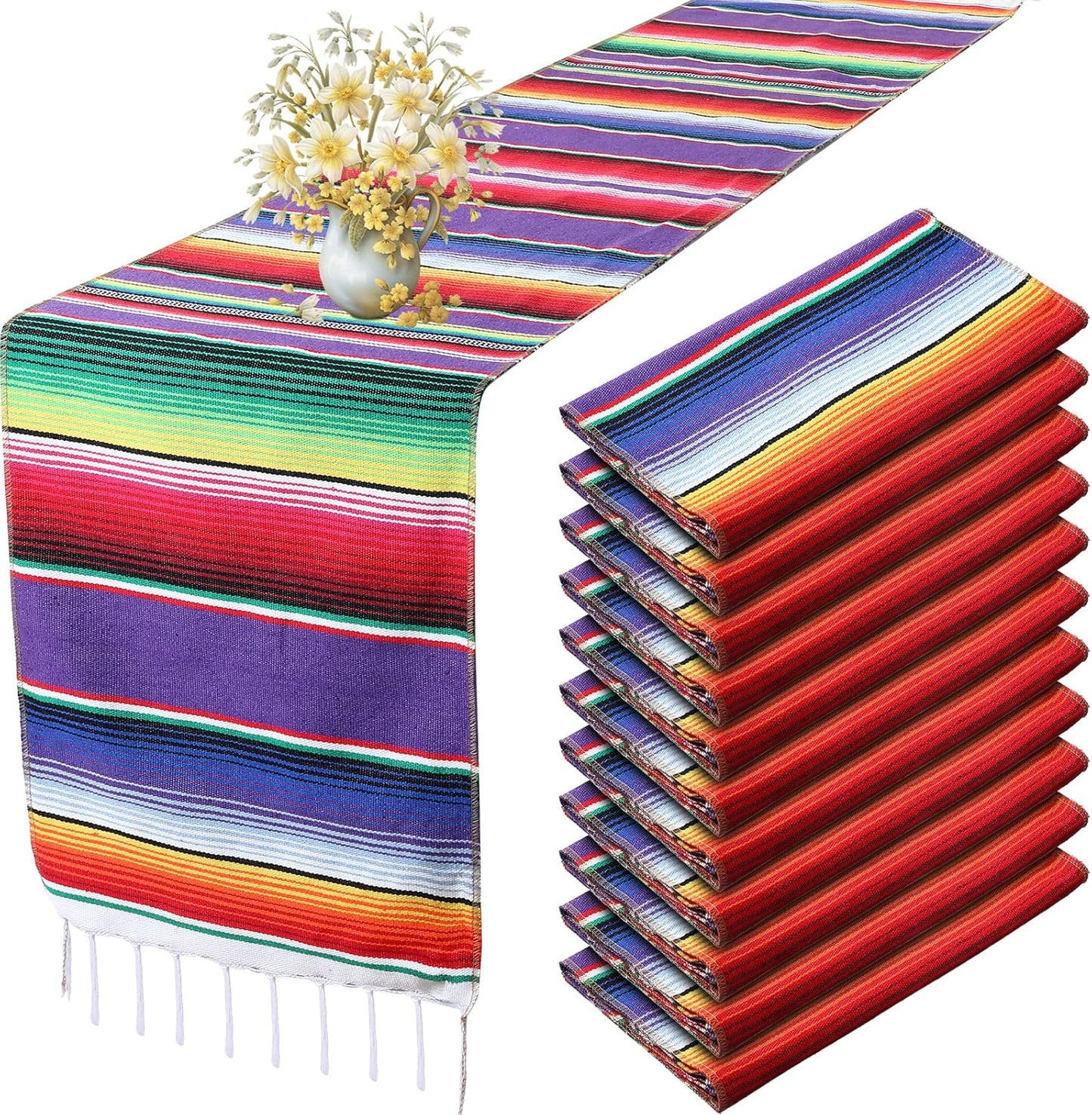 Tegeme 12 Pcs Mexican Table Runners for Festive Decor