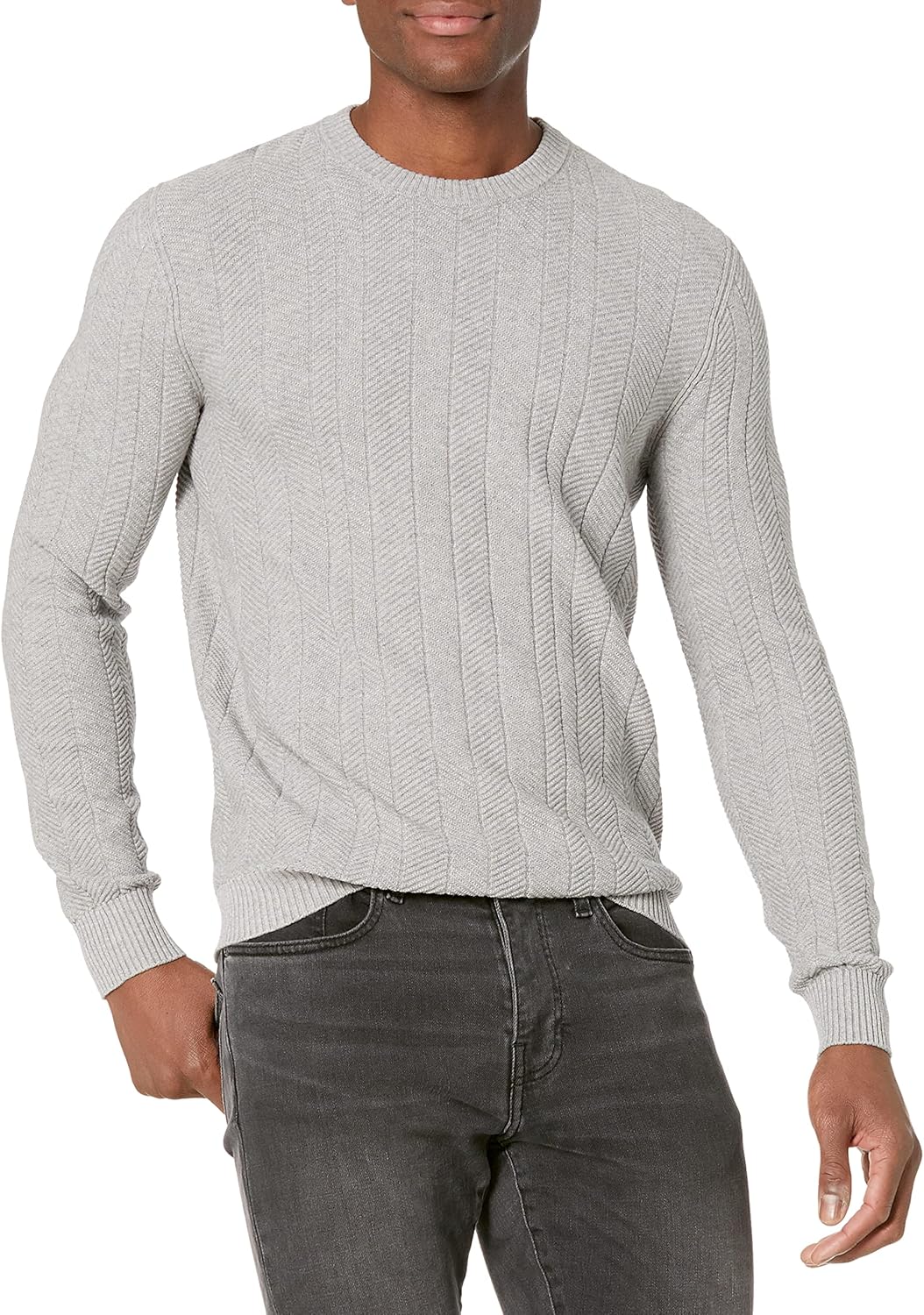 Men's 3D Chevron Stitch Pullover Sweater for Year-Round Comfort