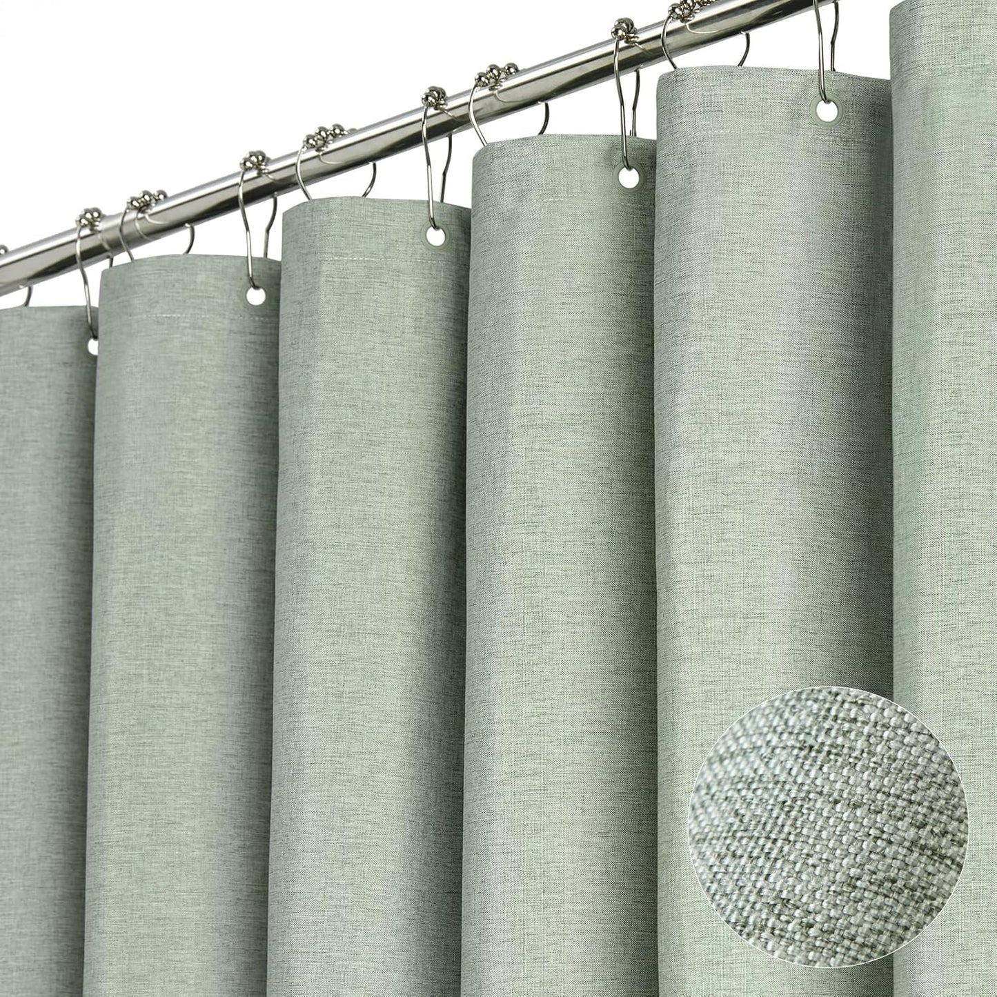 Luxury Sage Shower Curtain Set with Hooks