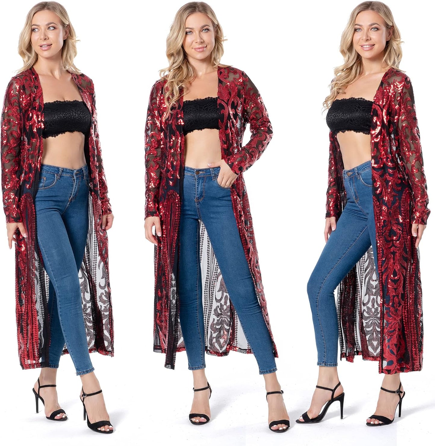 Women's Sequin Cardigan Summer Cover Up Dress for Evening Events
