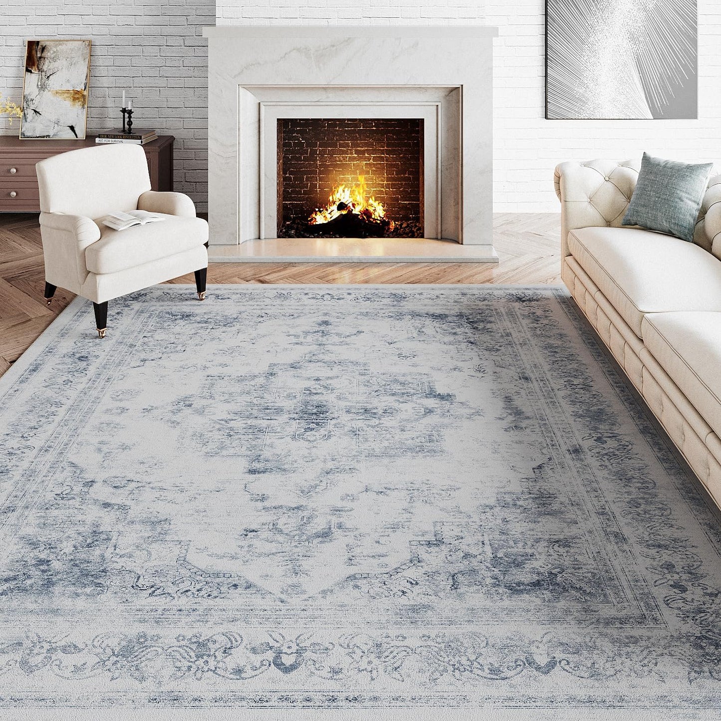 Vintage Boho Medallion Area Rug 5x7 Washable Soft Carpet
