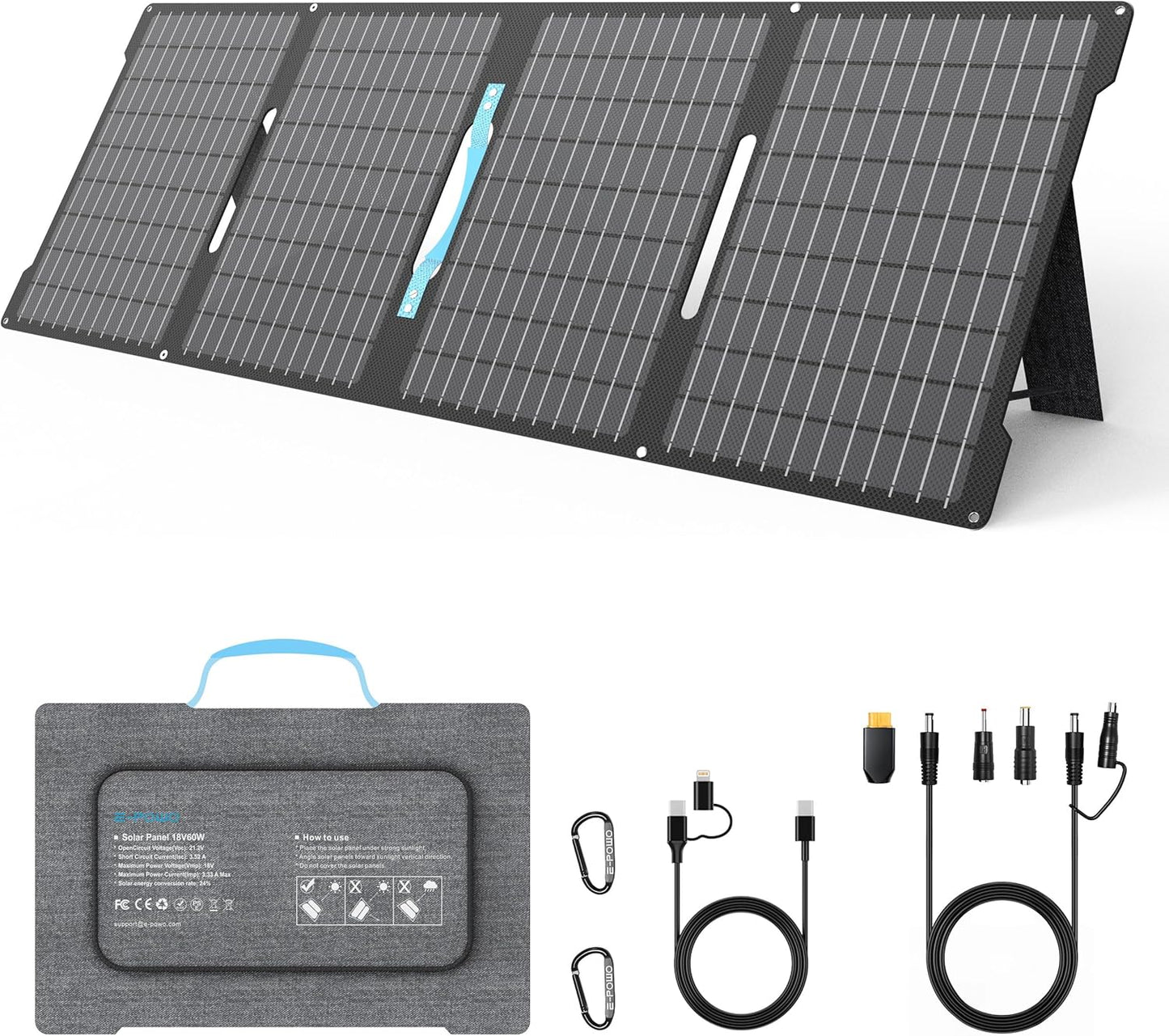 60W Portable Solar Panel Charger for Camping and Emergencies
