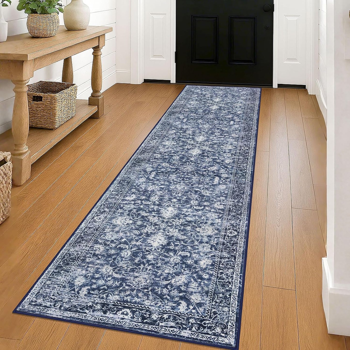 KILOCOCO Hallway Runner 2x8 Rug for Vintage Floral Style